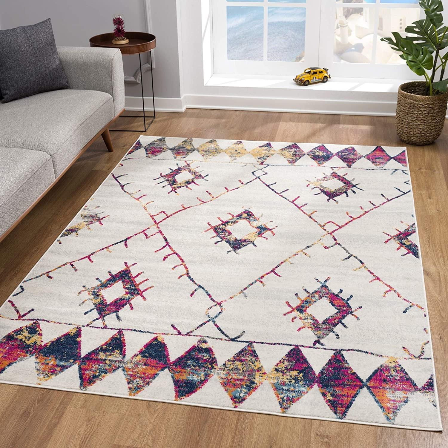 9’ x 13’ White Berber Pattern Area Rug