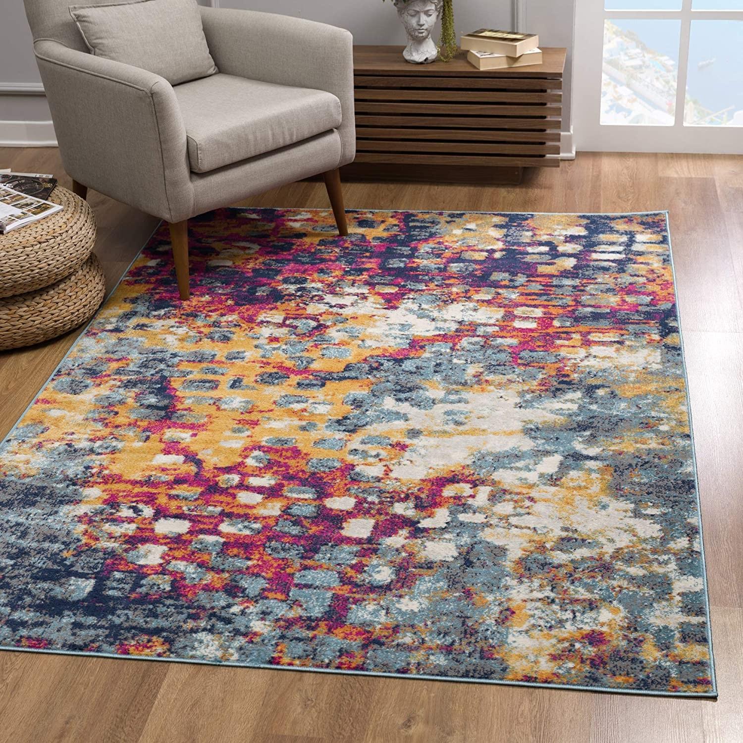 8’ x 11’ Multicolored Abstract Painting Area Rug