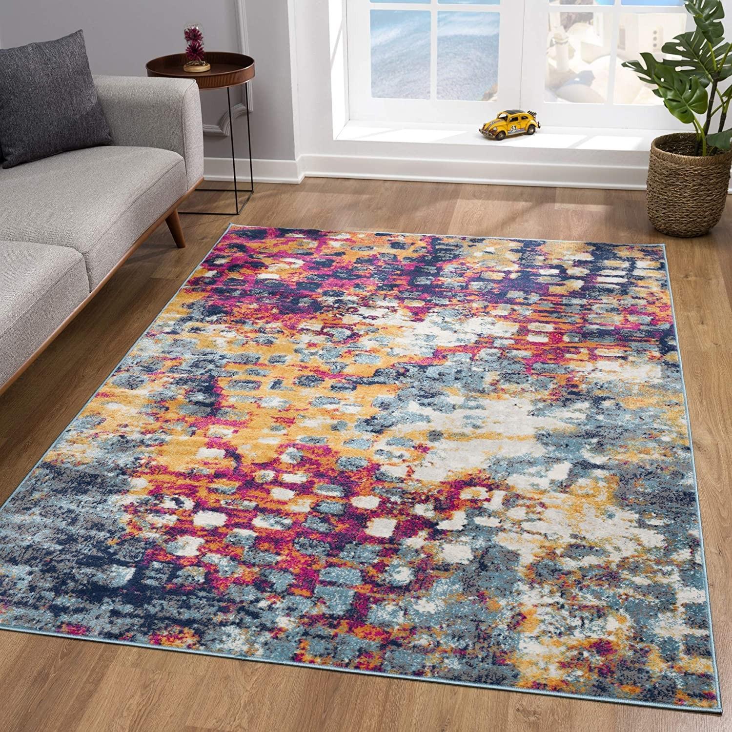 8’ x 11’ Multicolored Abstract Painting Area Rug