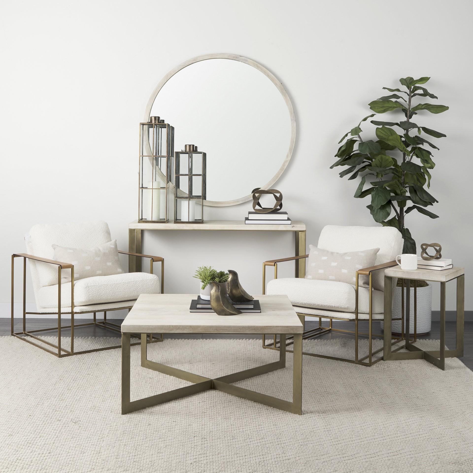 Light Brown Wood and Metal Coffee Table