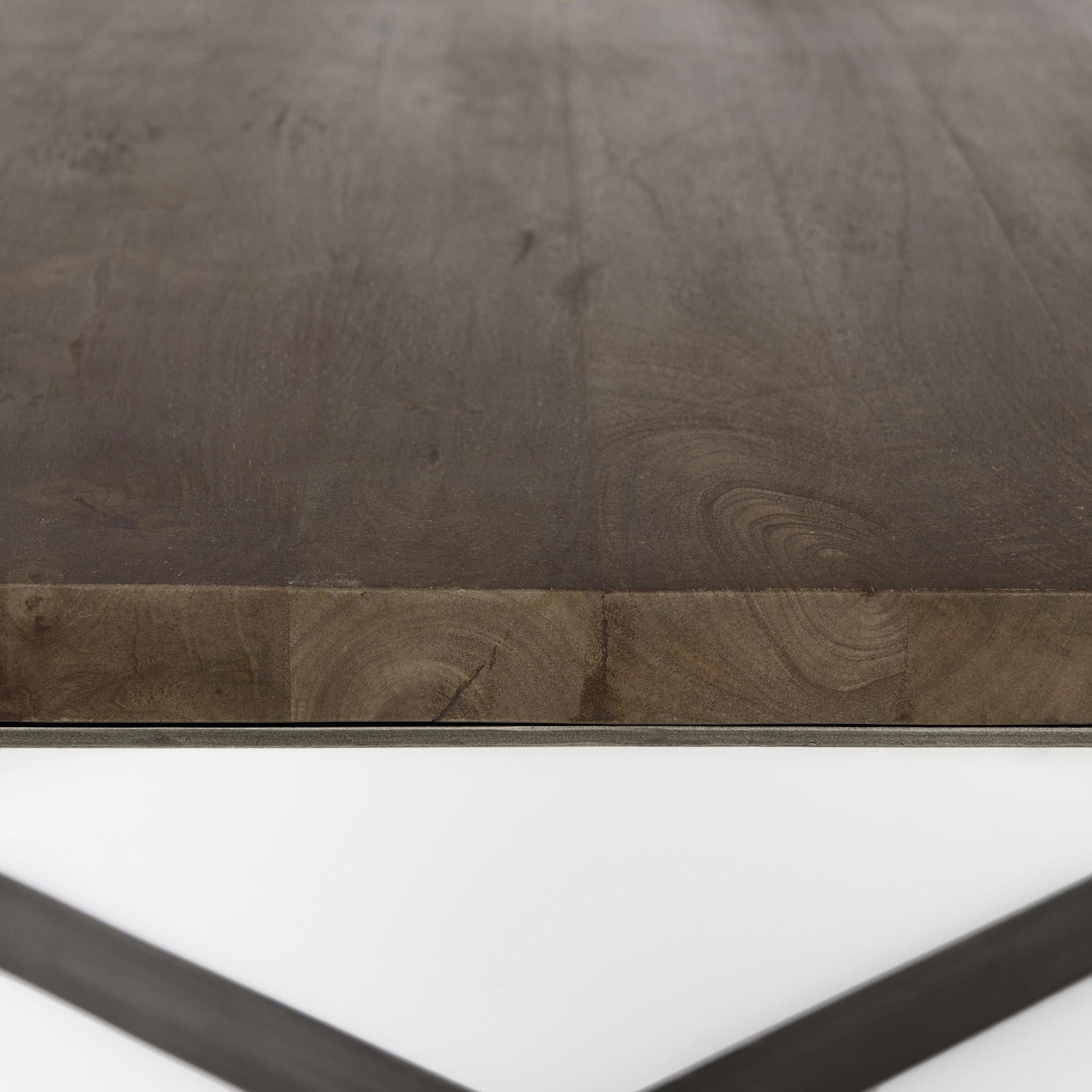 Dark Brown Wood and Metal Coffee Table