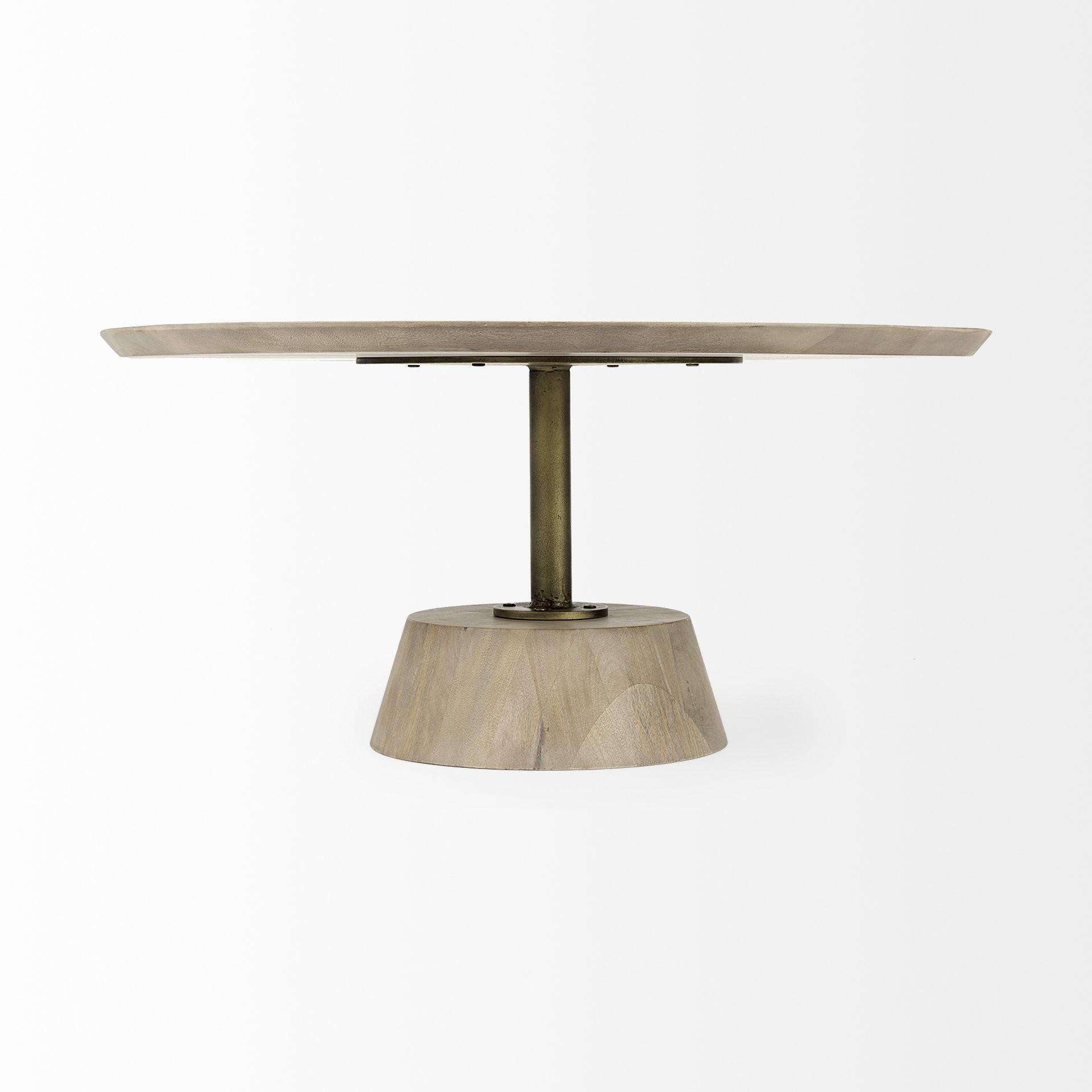 Light Brown Wooden Pedestal Coffee Table