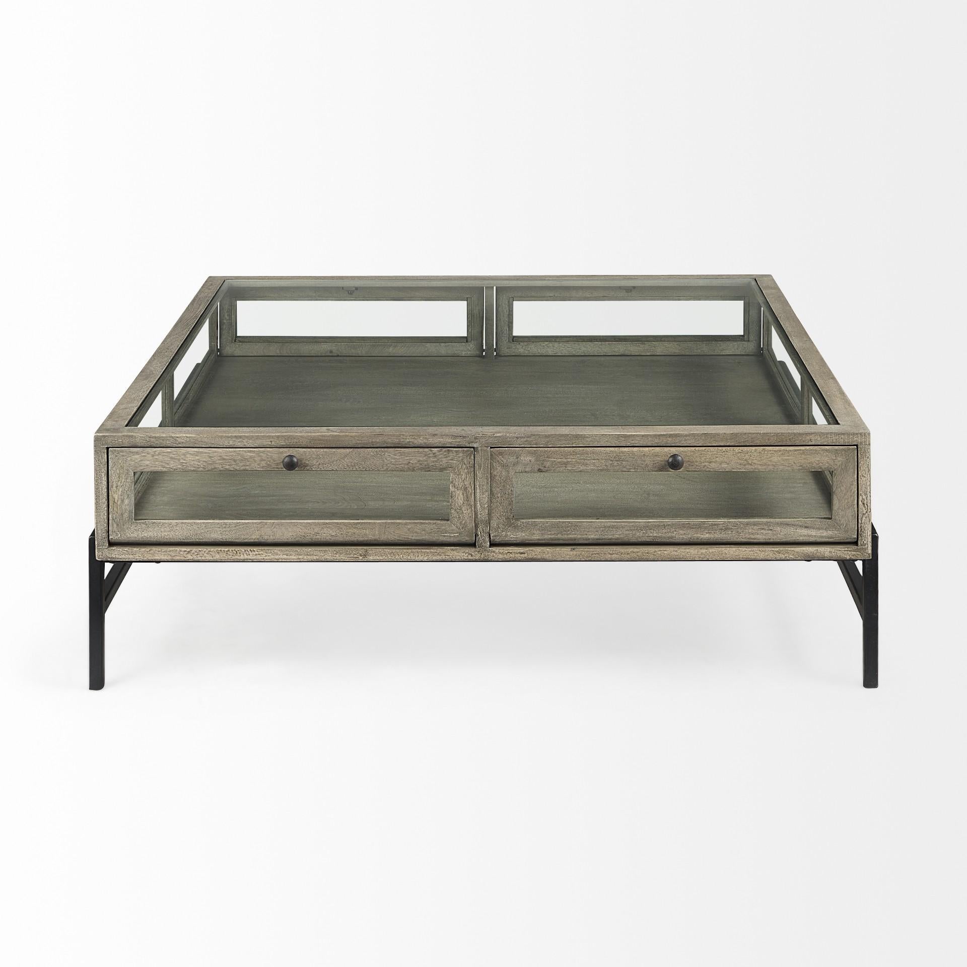 Rustic Gray Brown Shadowbox Coffee Table