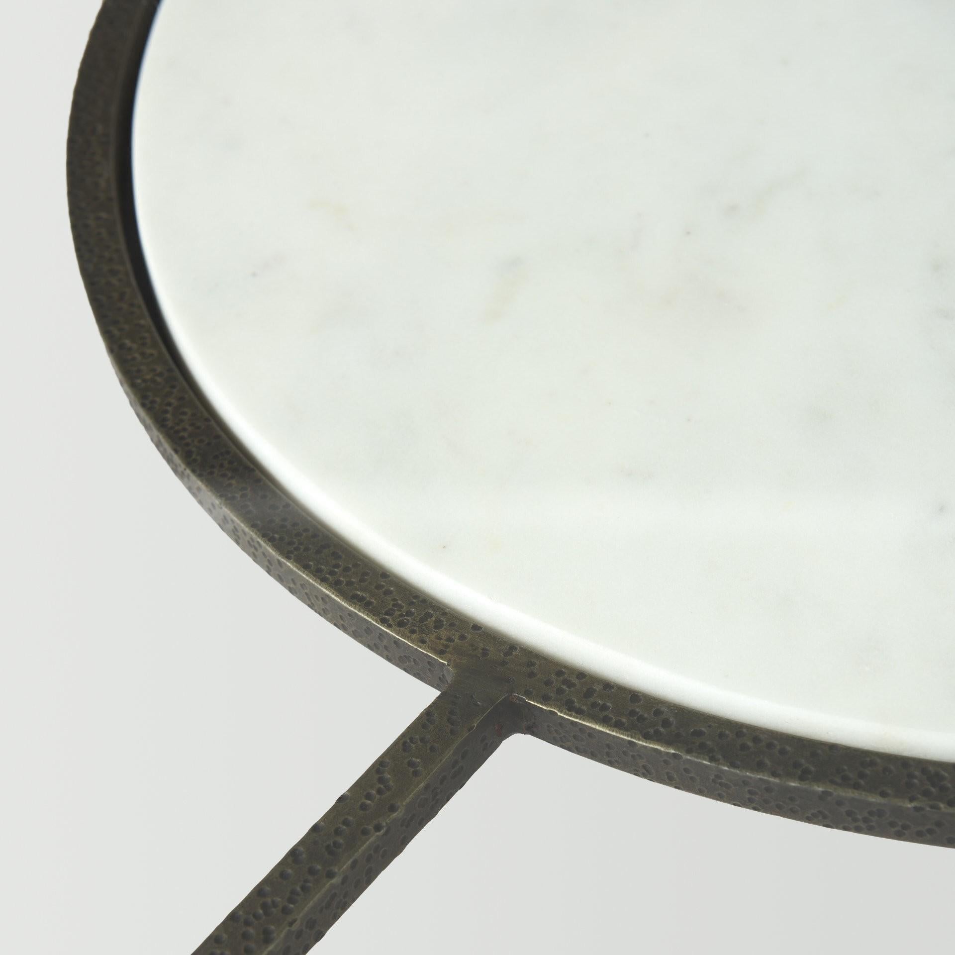 Iron Glass and Marble Round Coffee Table