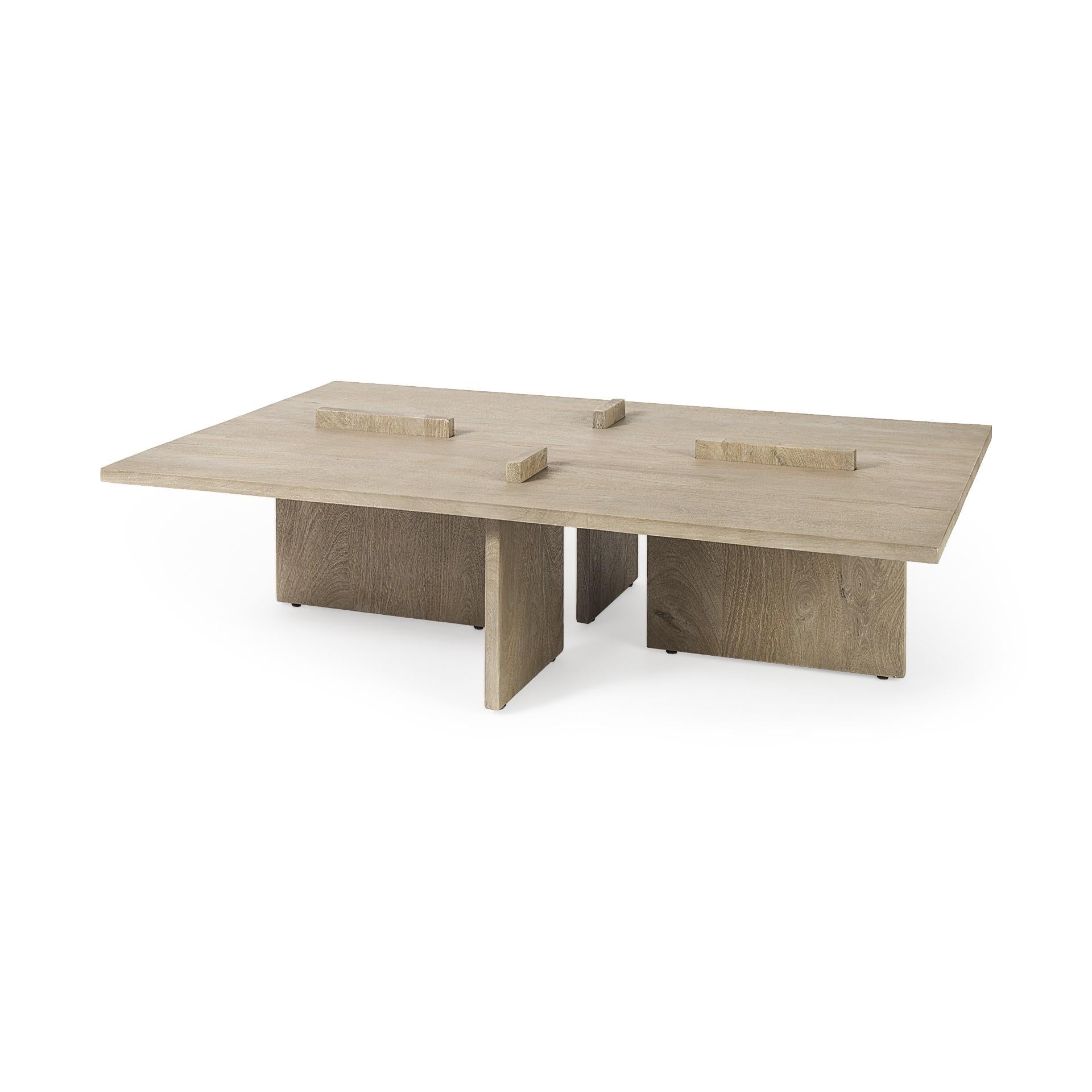 Cool Gray Brown Rectangular Wooden Coffee Table