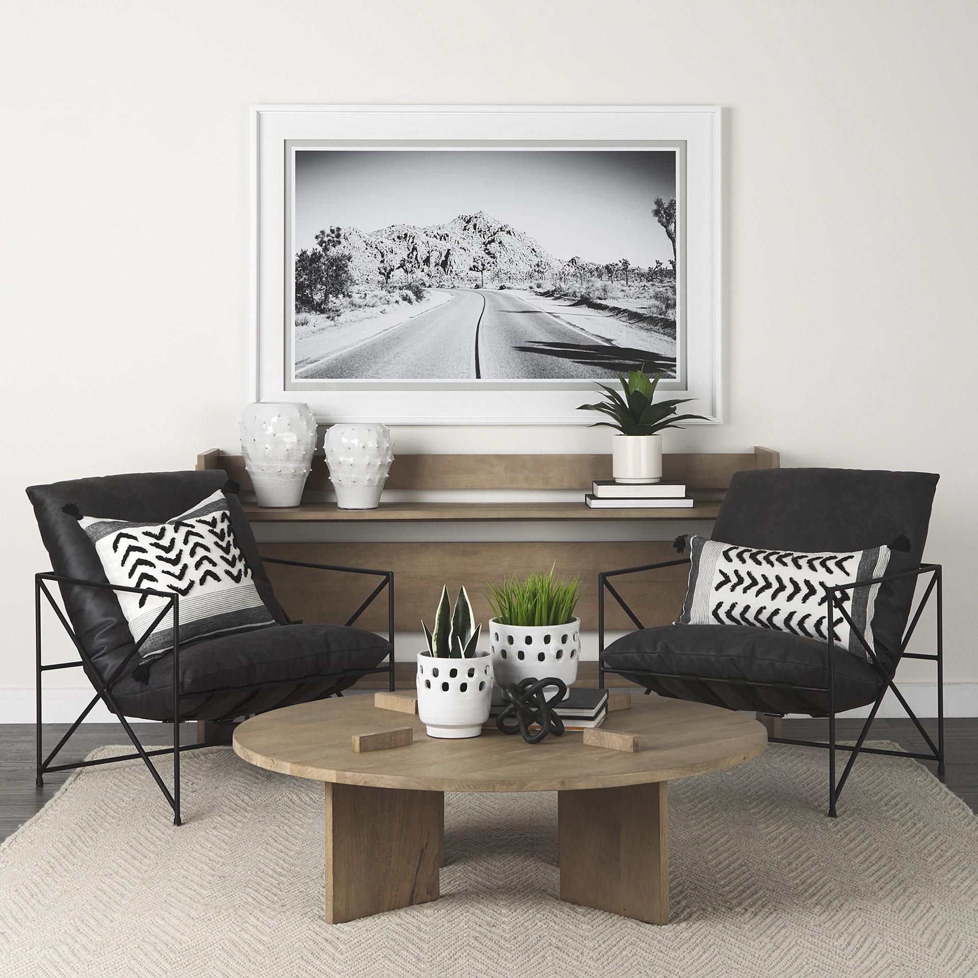 Light Brown Round Wooden Coffee Table