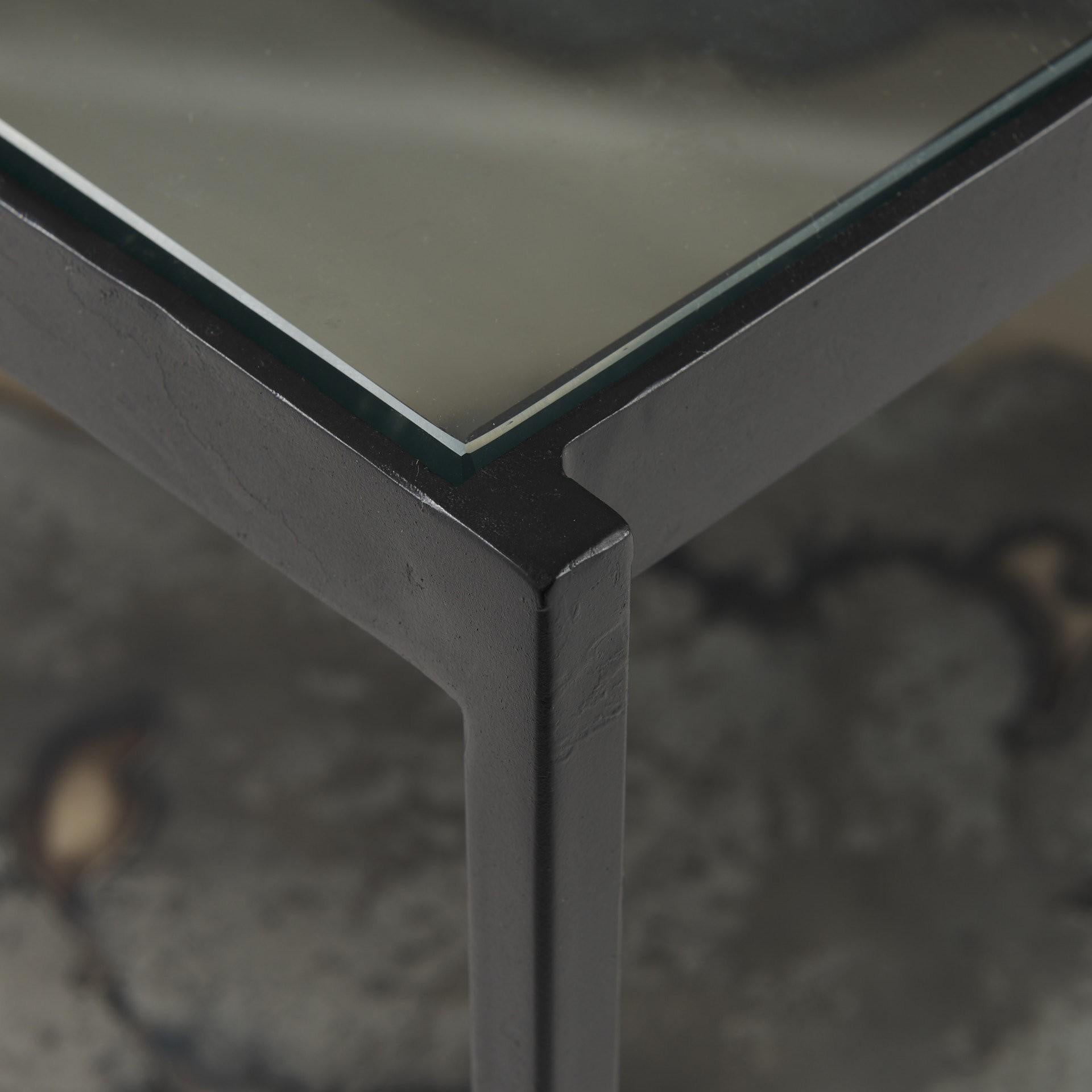 Iron Glass and Marble Rectangular Coffee Table