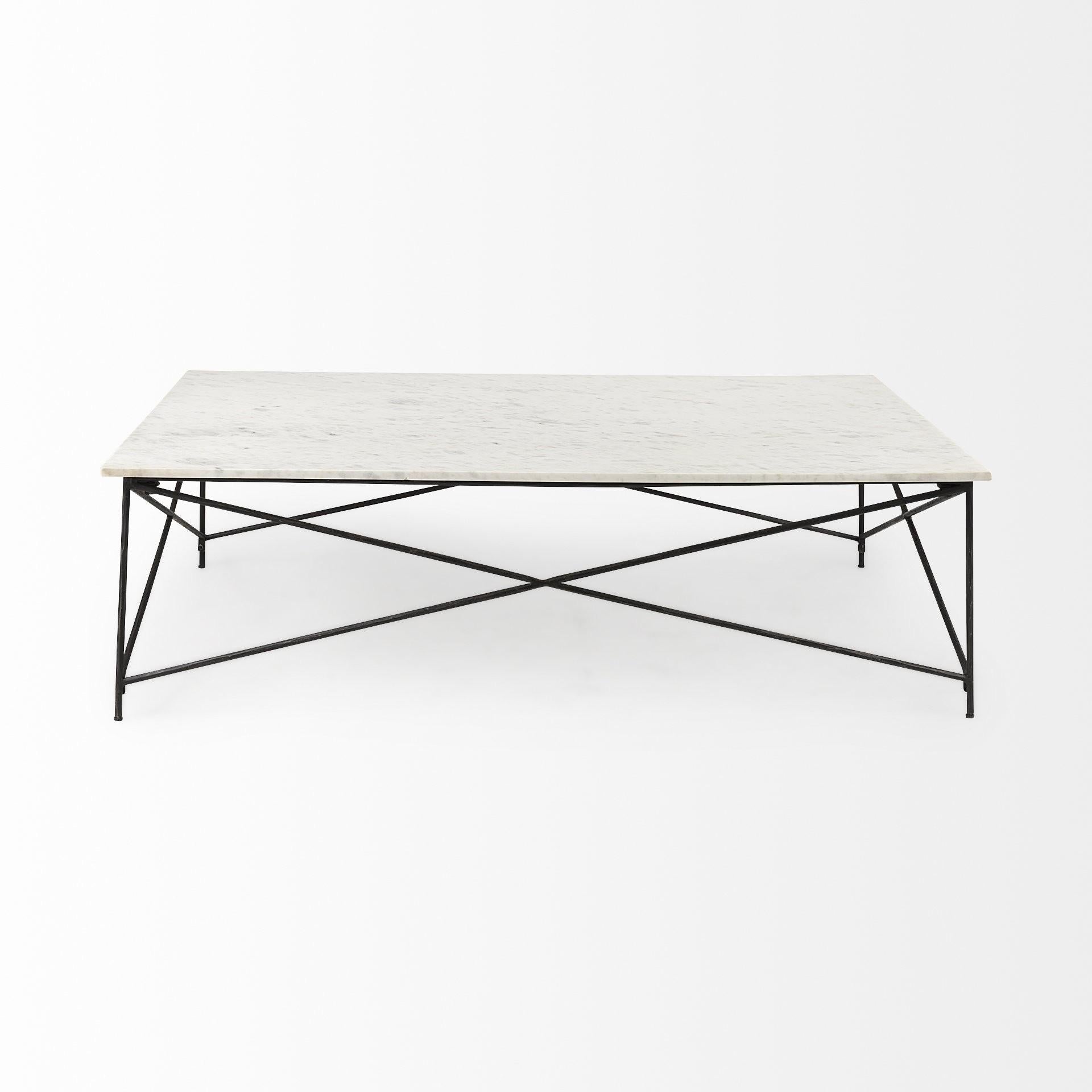 White Marble Criss Cross Base Coffee Table