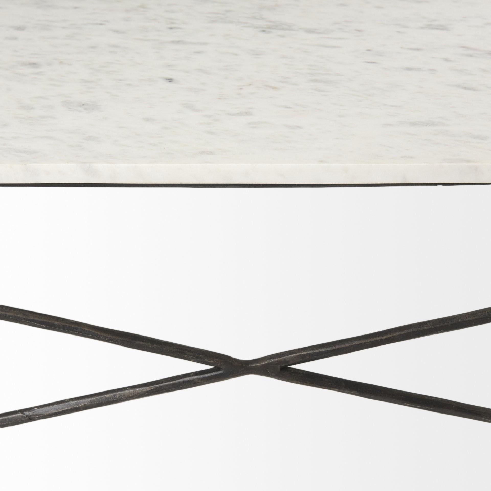 White Marble Criss Cross Base Coffee Table