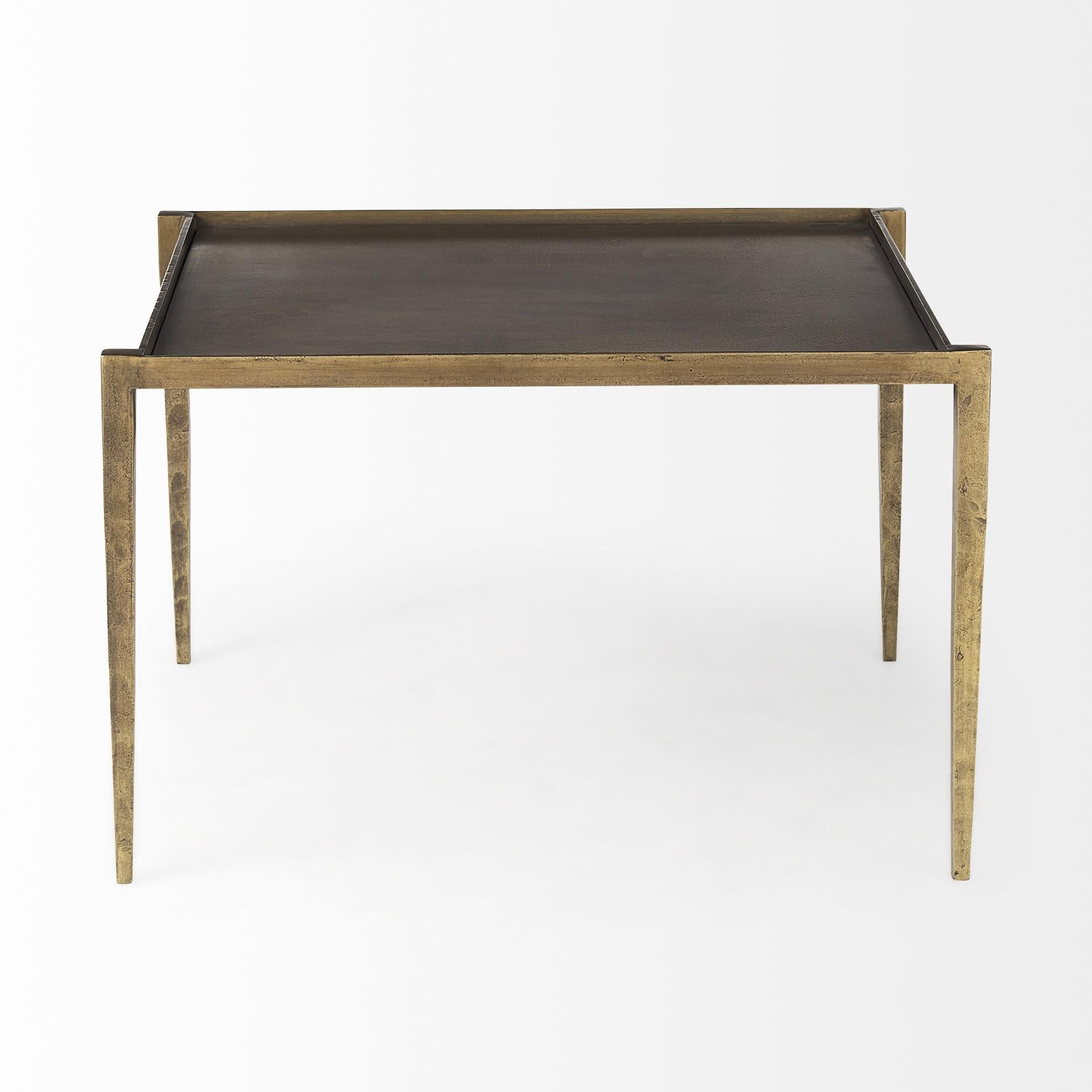 Dark Brown and Antiqued Gold Coffee Table