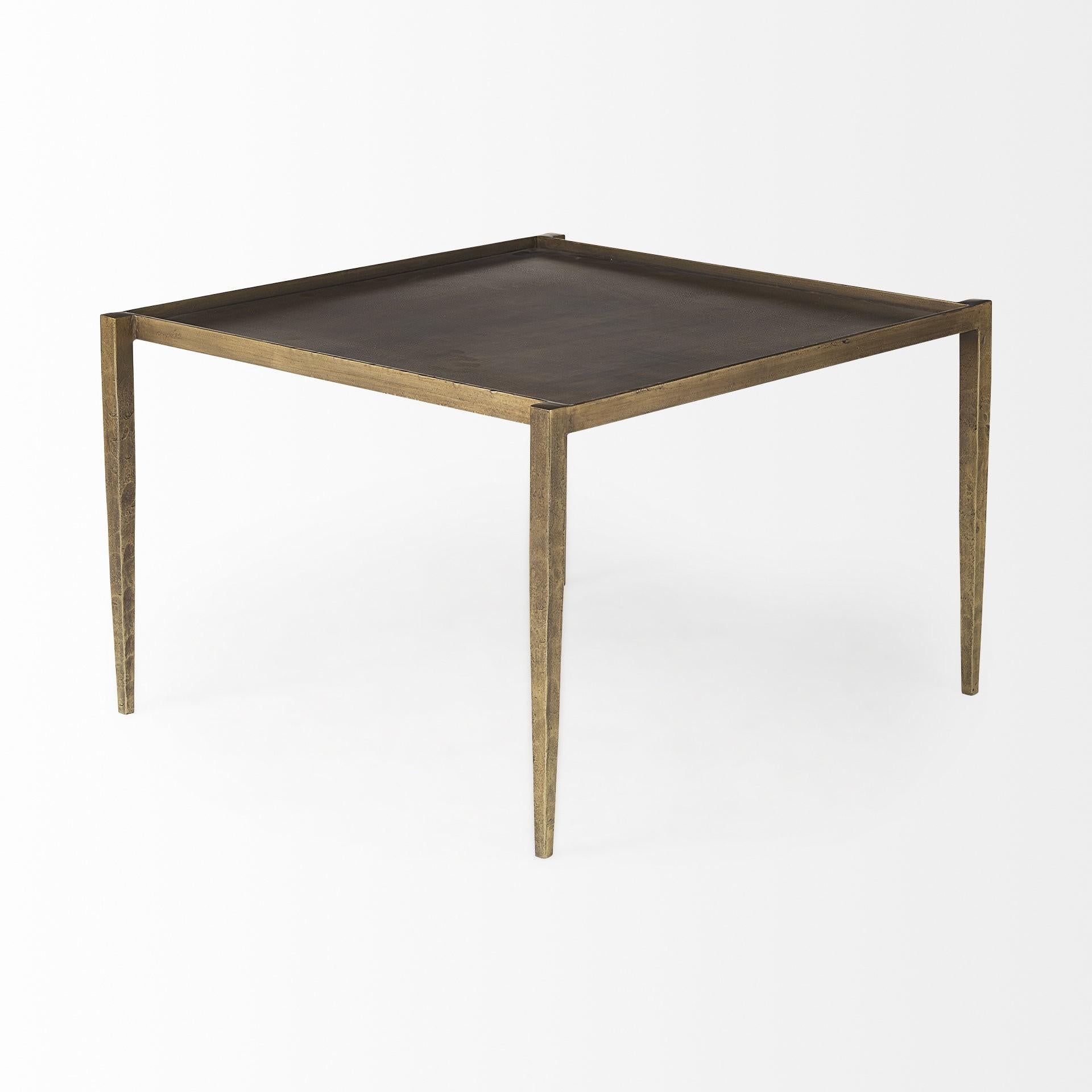 Dark Brown and Antiqued Gold Coffee Table