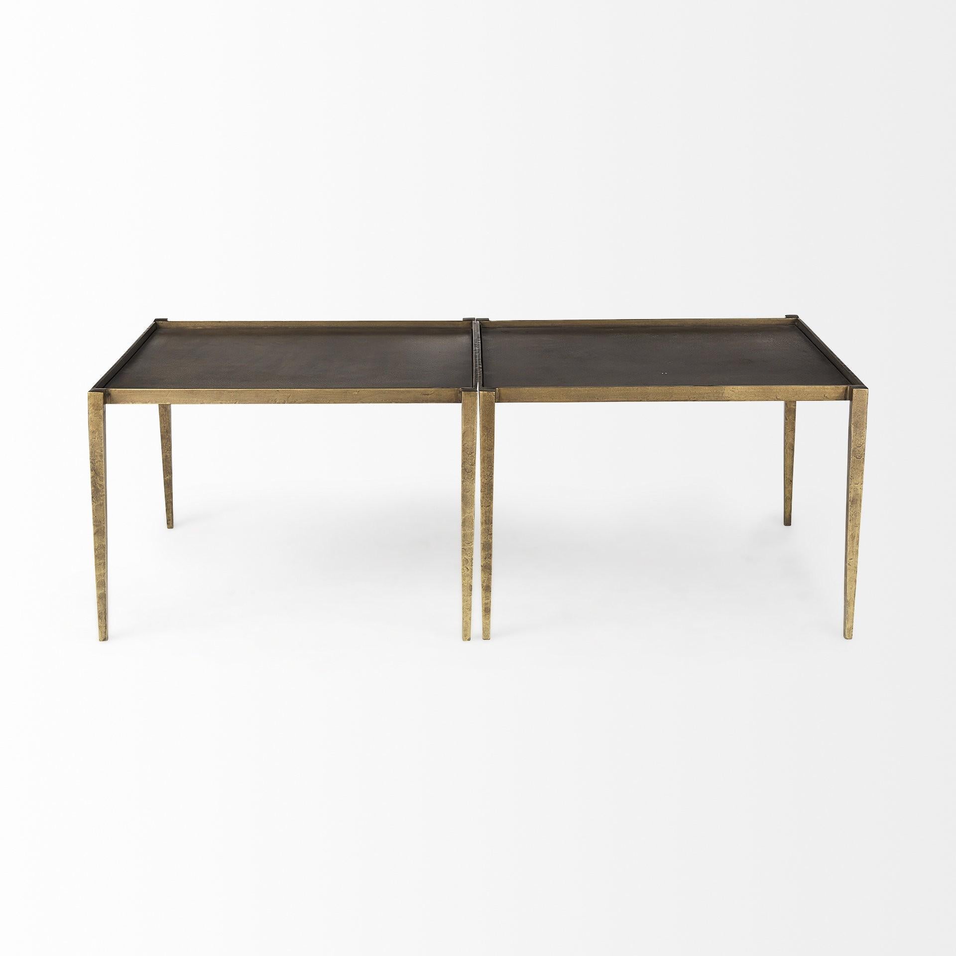 Dark Brown and Antiqued Gold Coffee Table