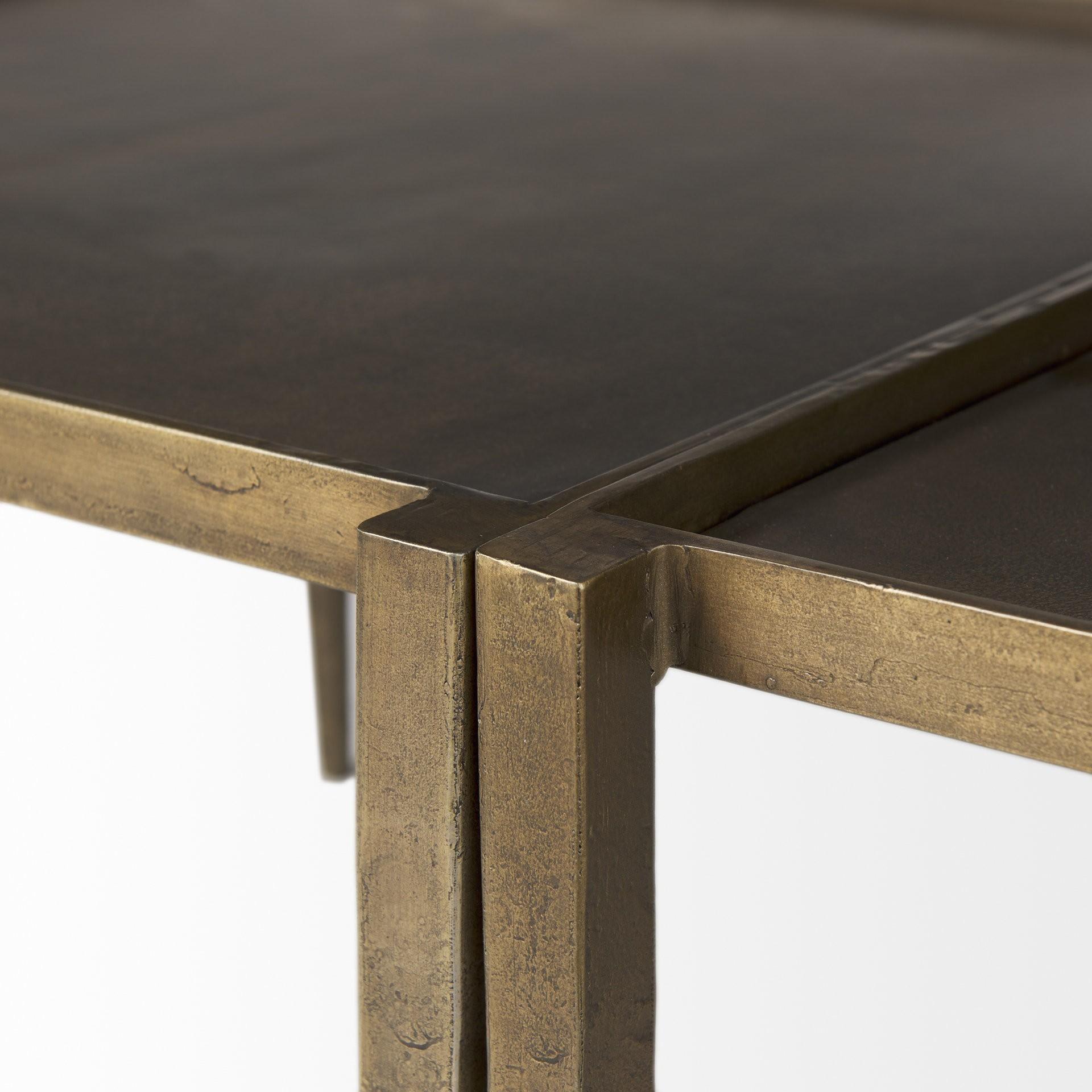 Dark Brown and Antiqued Gold Coffee Table