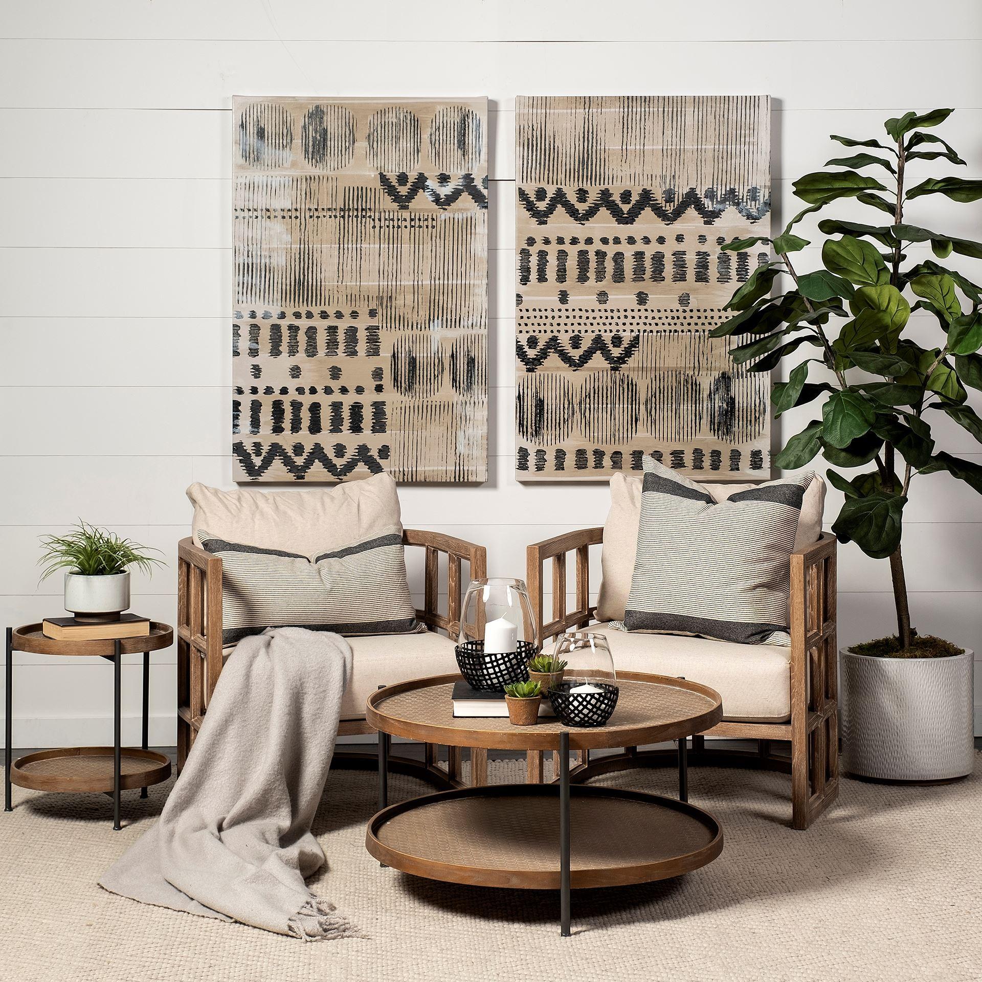 Brown Double Tier Embossed End Table