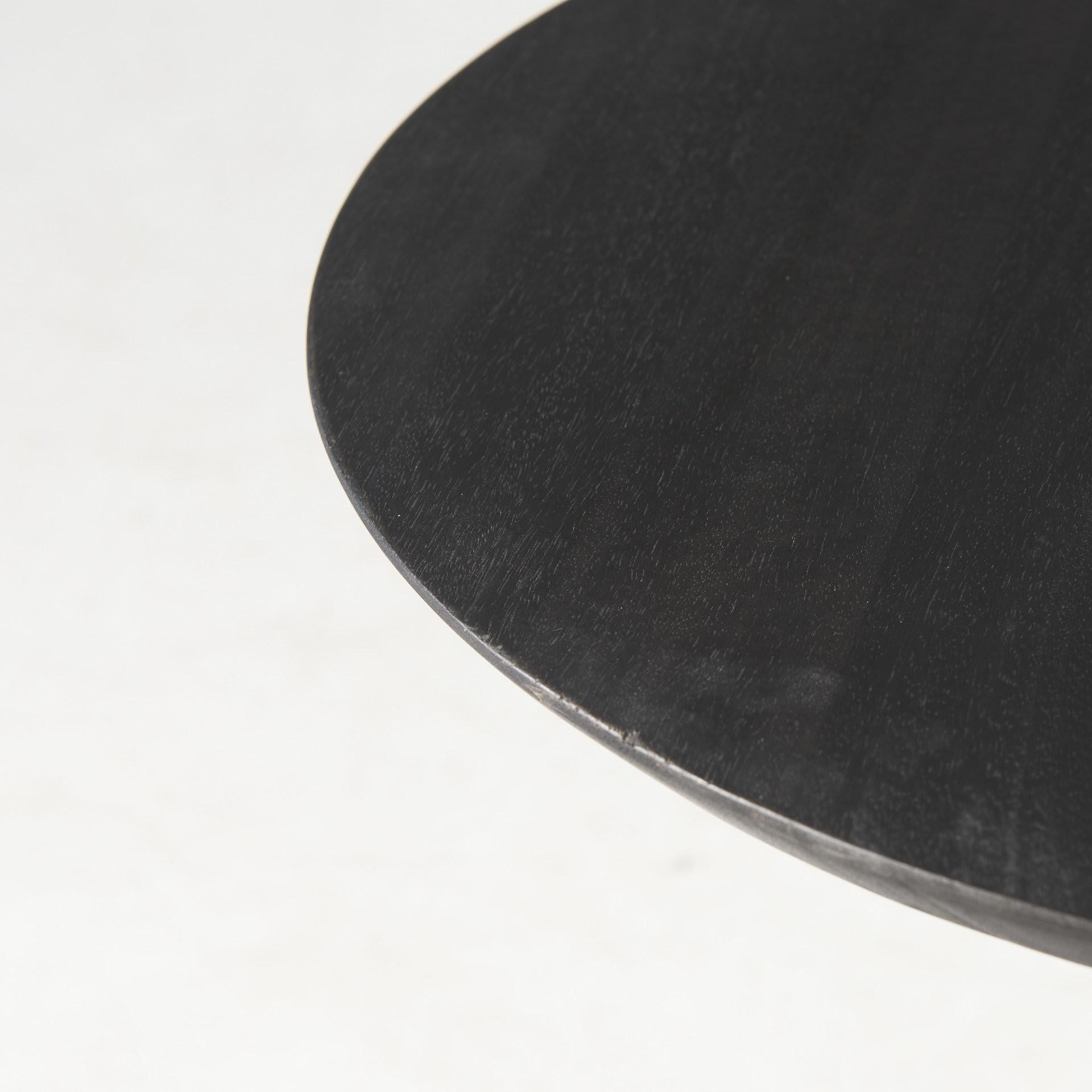 Dark Stain Pedestal Table with Black Detailing