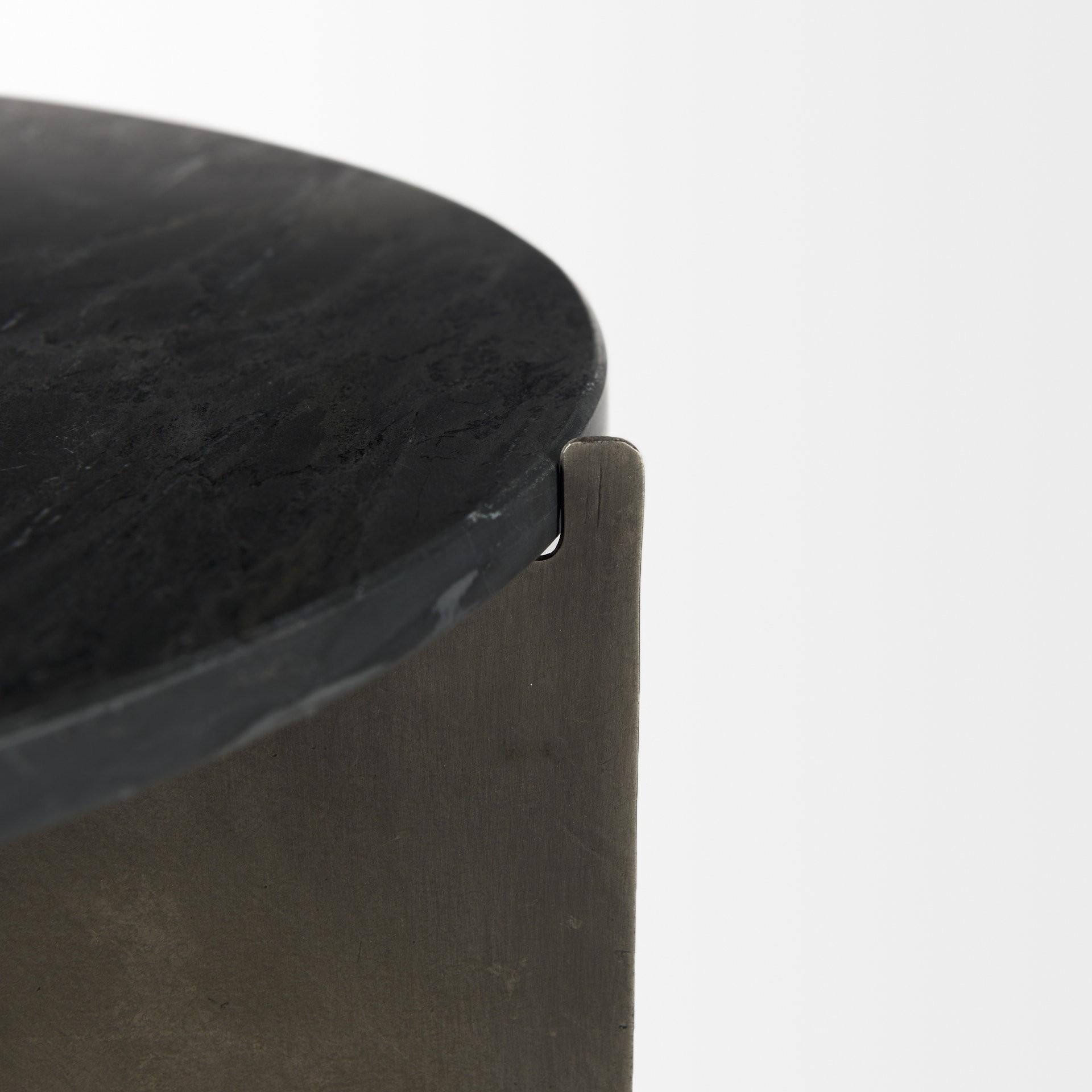 Mod Black Marble Antiqued Nickel Side Table