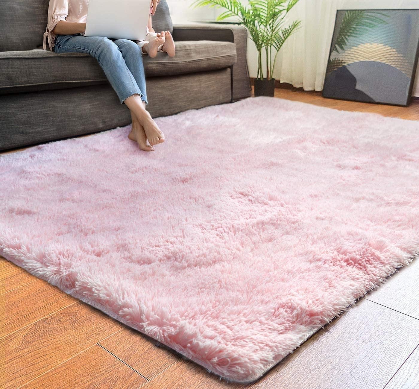 5’ x 7’ Pink Solid Modern Area Rug Default Title