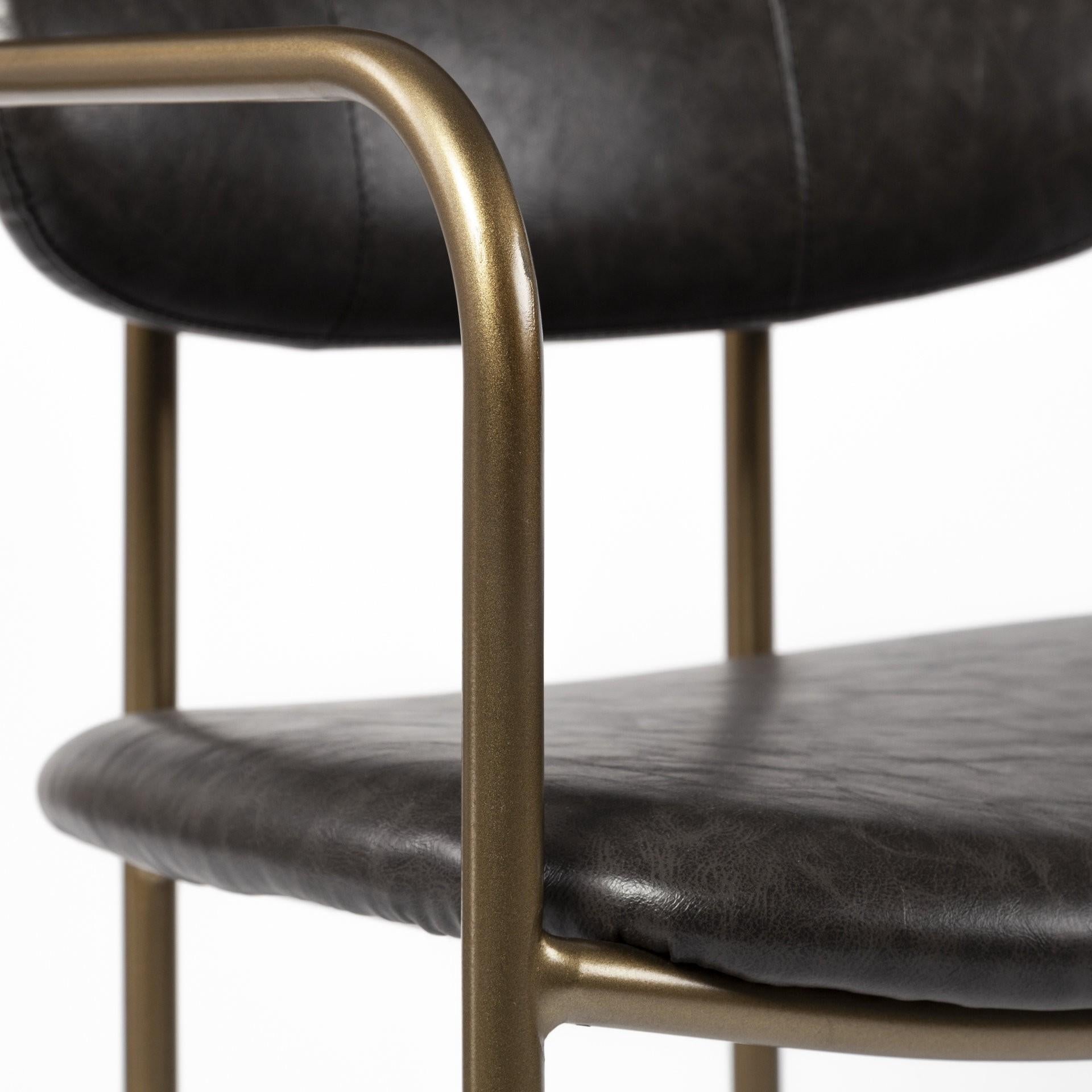 Brown Leather Gold Framed Bar Stool