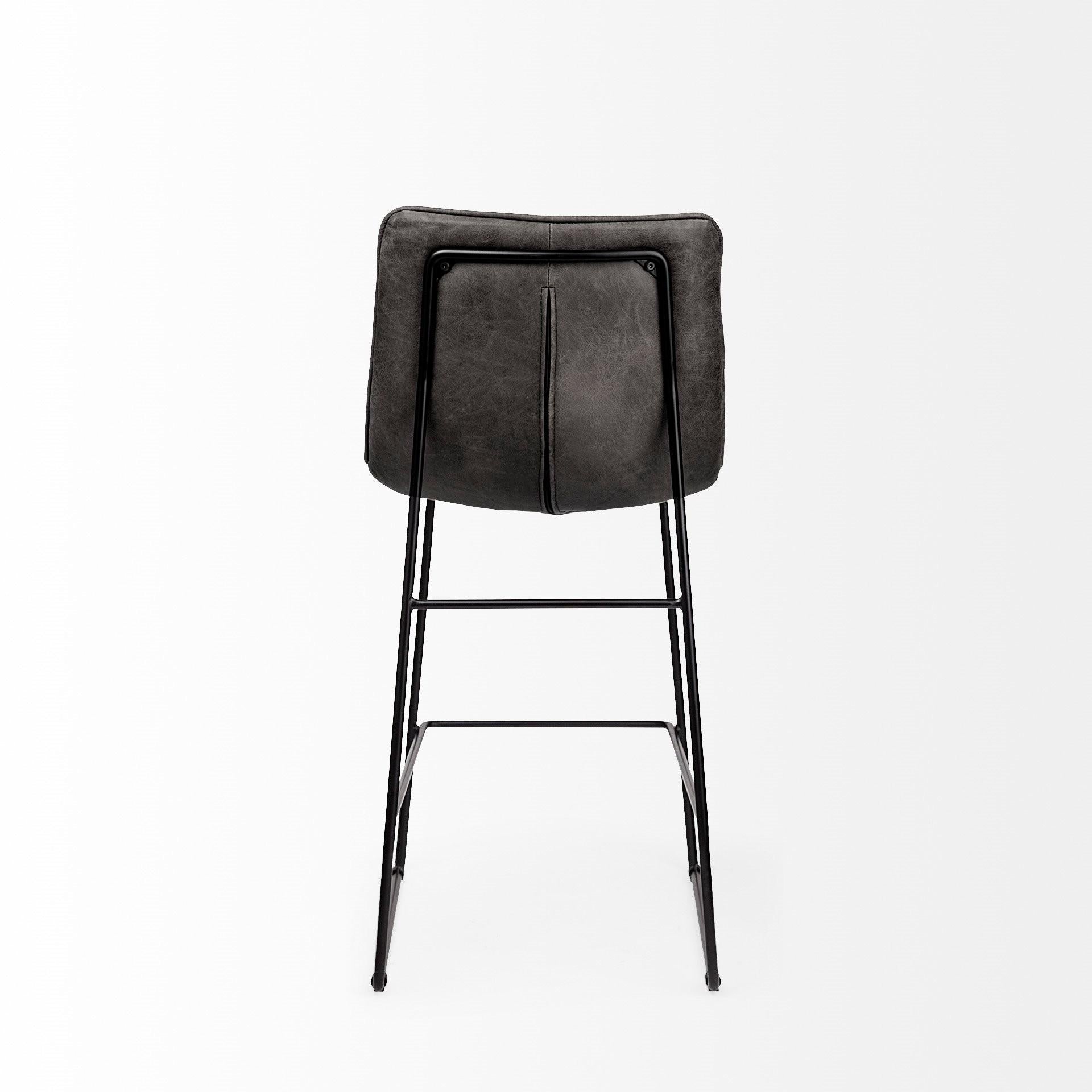 Black Leather Metal Frame Counter Stool