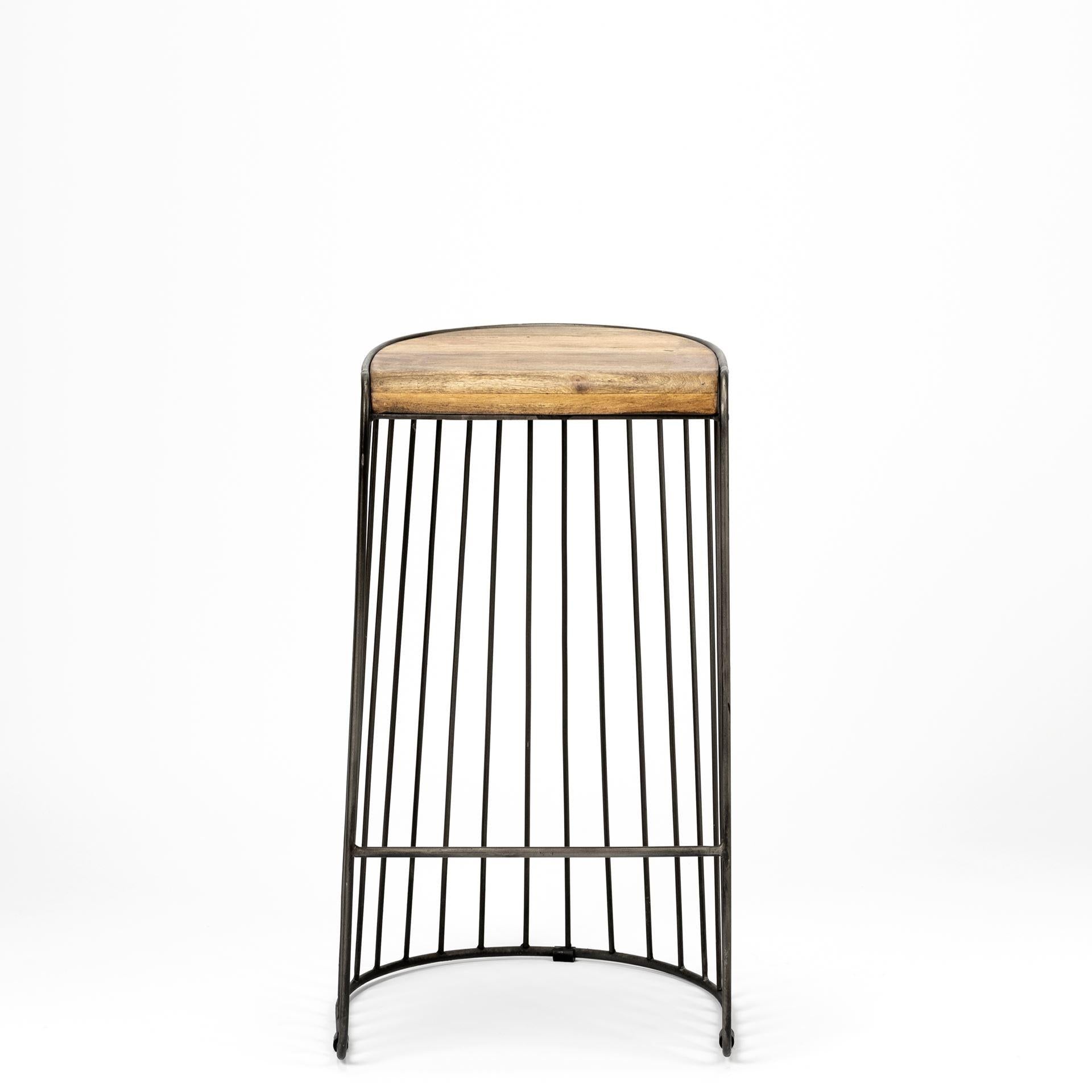 Wood and Metal Wire Design Counter Stool