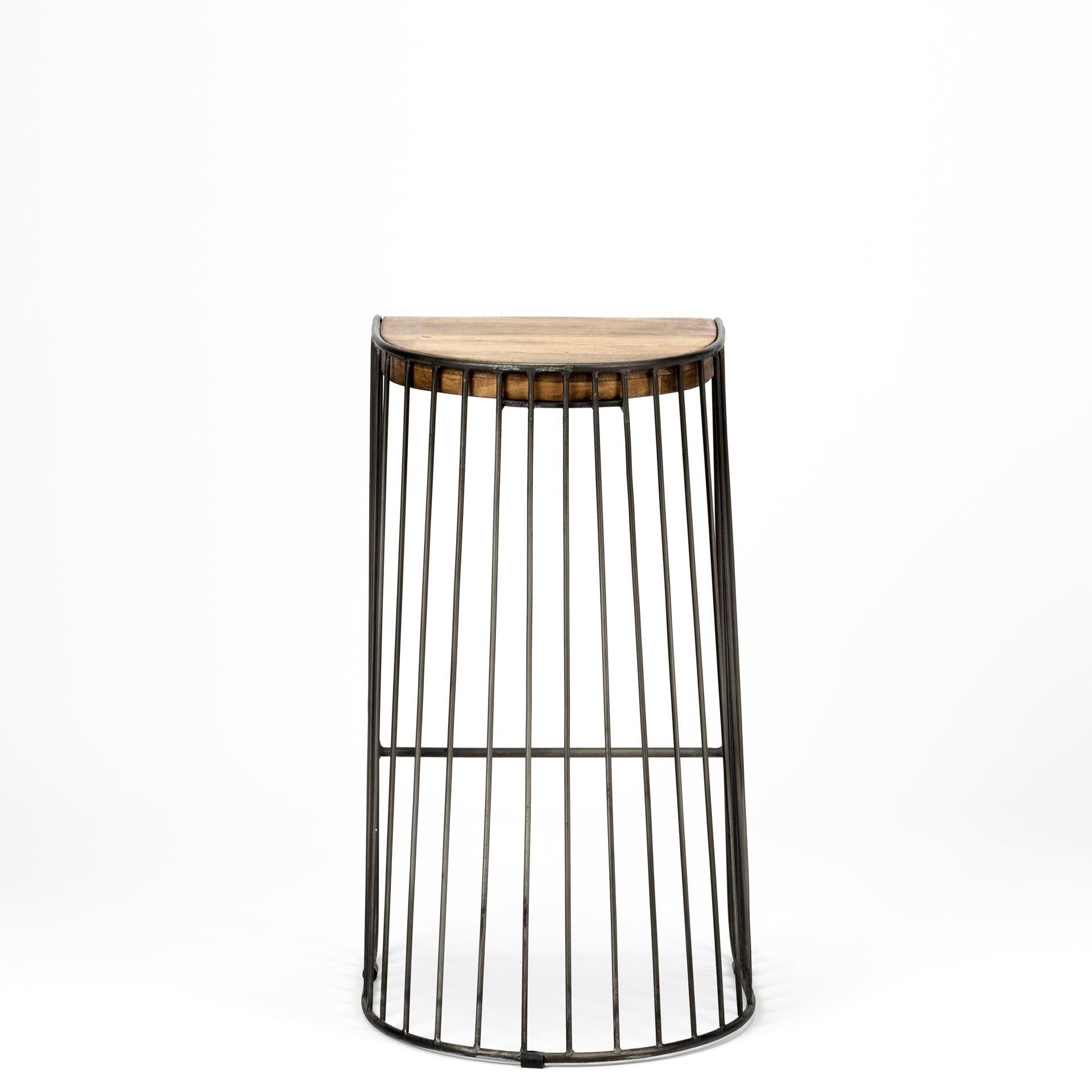 Wood and Metal Wire Design Counter Stool