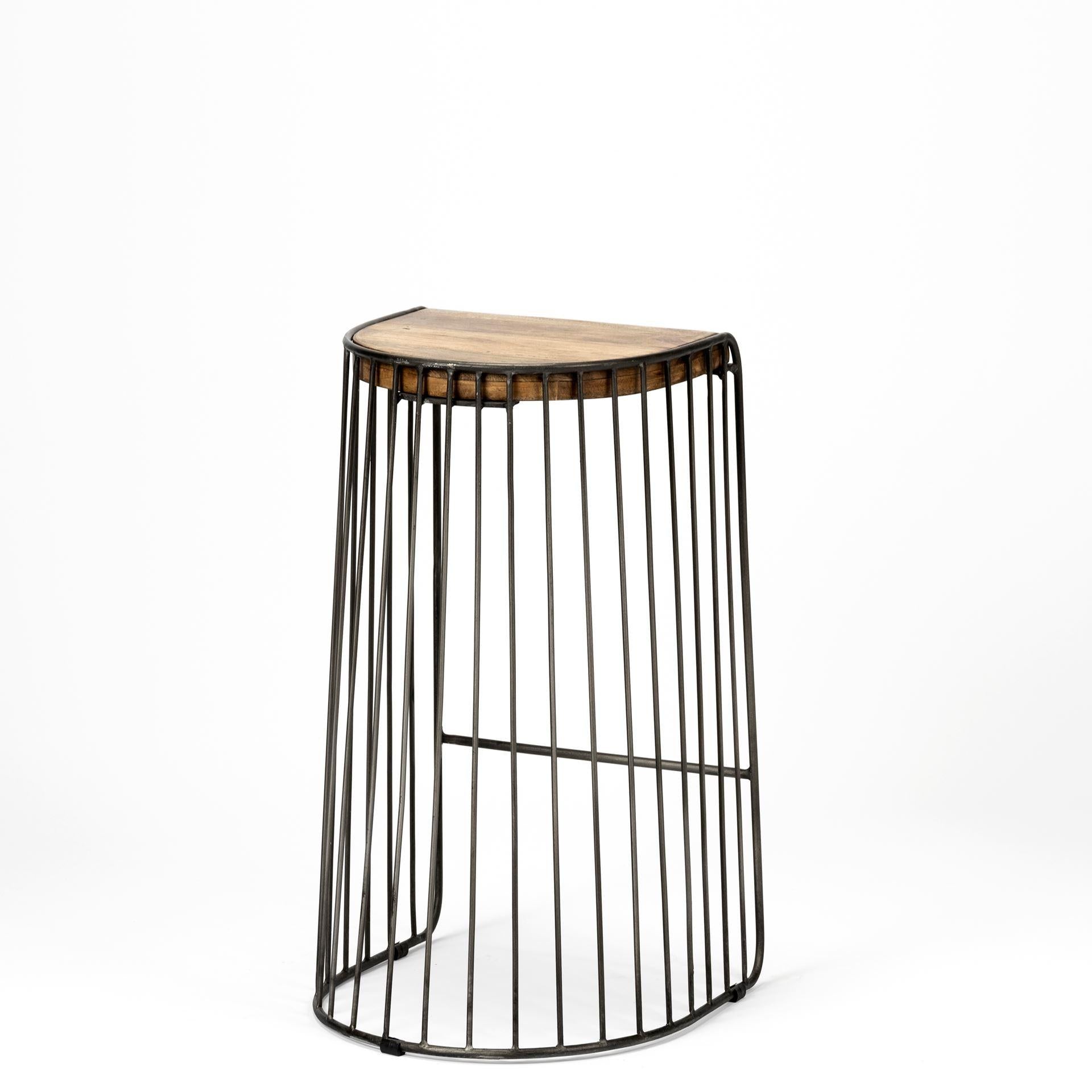 Wood and Metal Wire Design Counter Stool