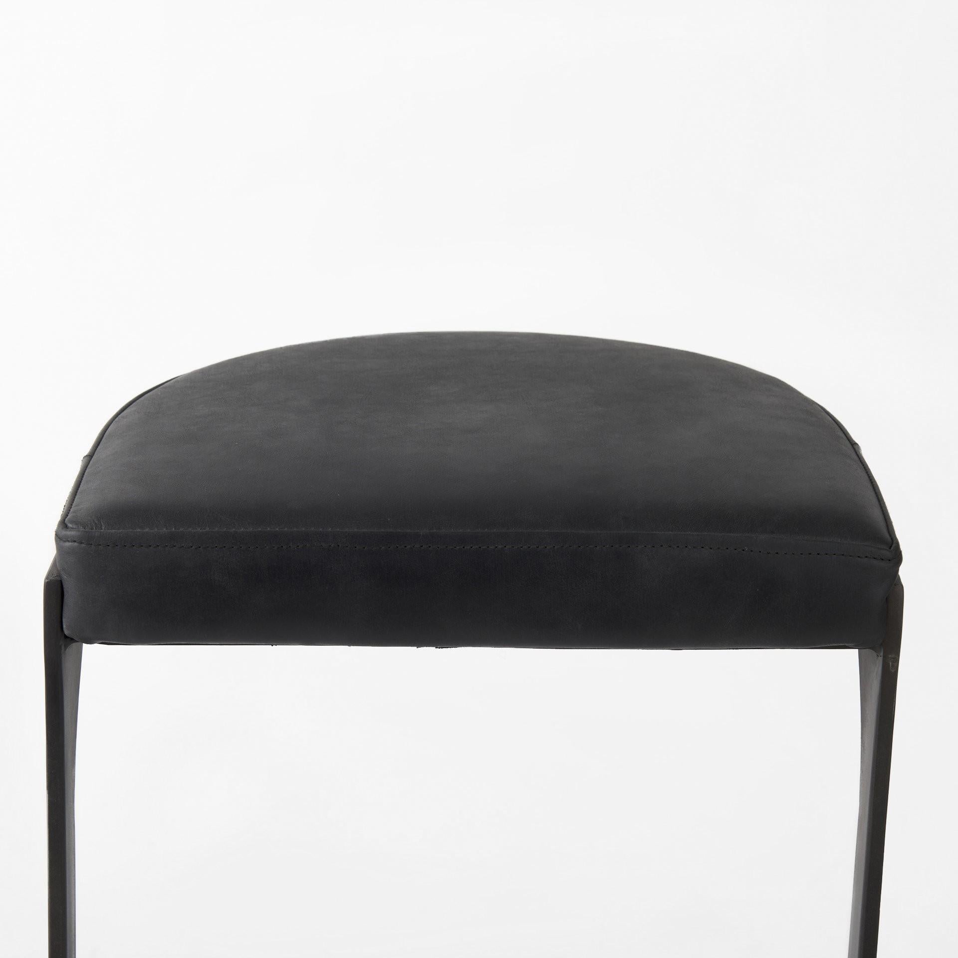 Black Leather C Shape Metal Counter Stool