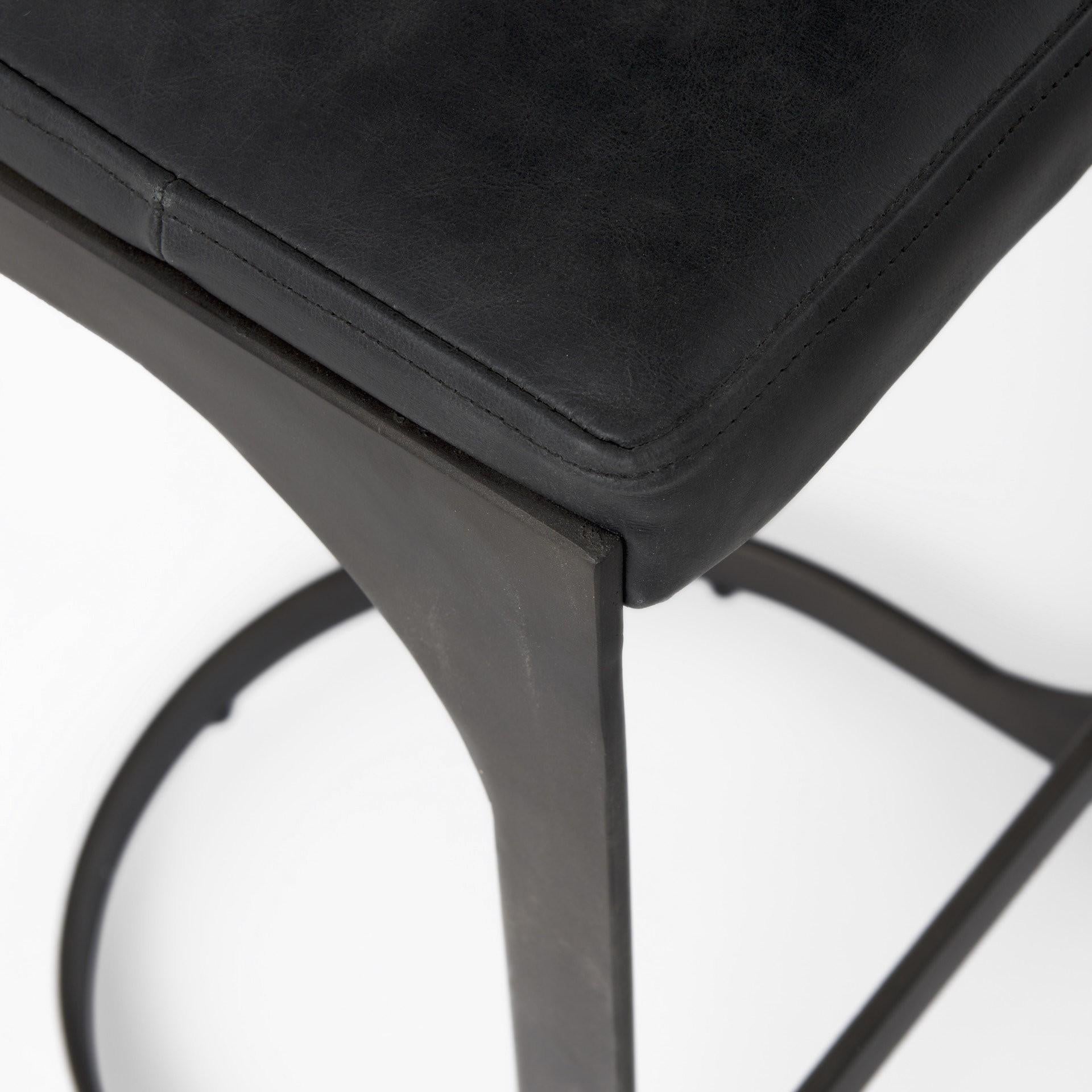 Black Leather C Shape Metal Counter Stool