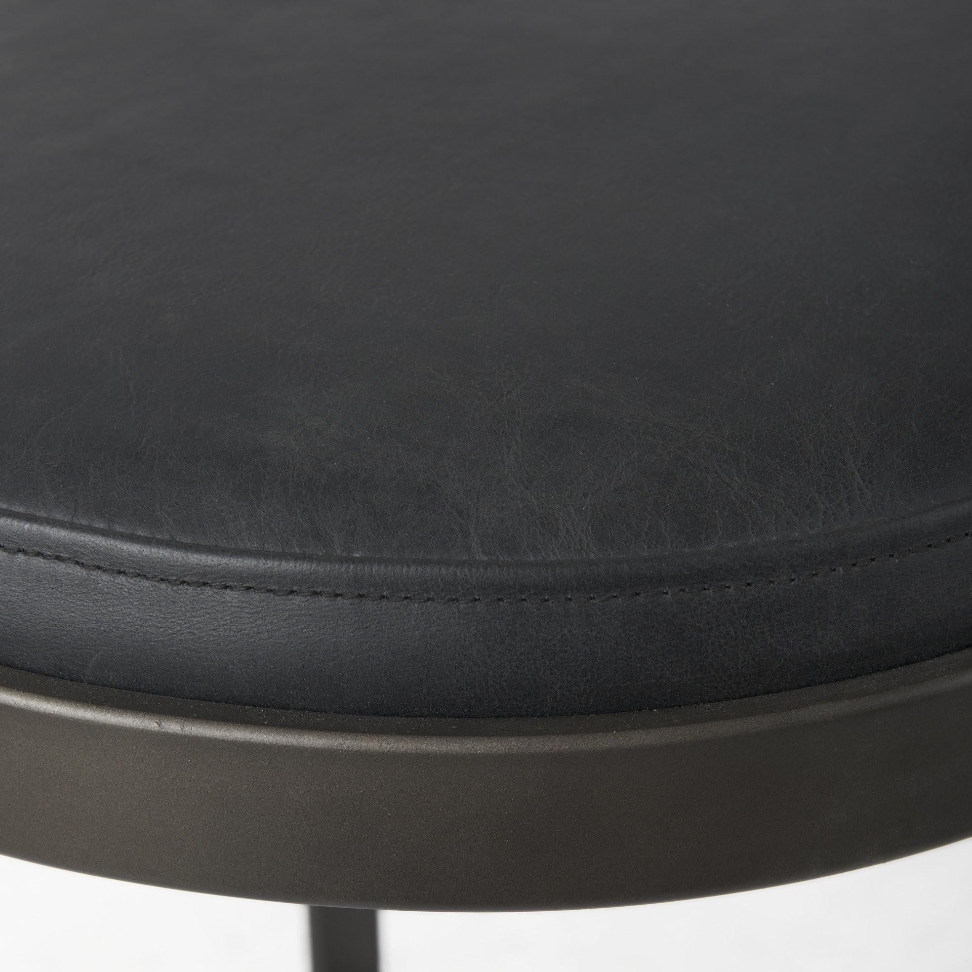 Black Leather C Shape Metal Counter Stool