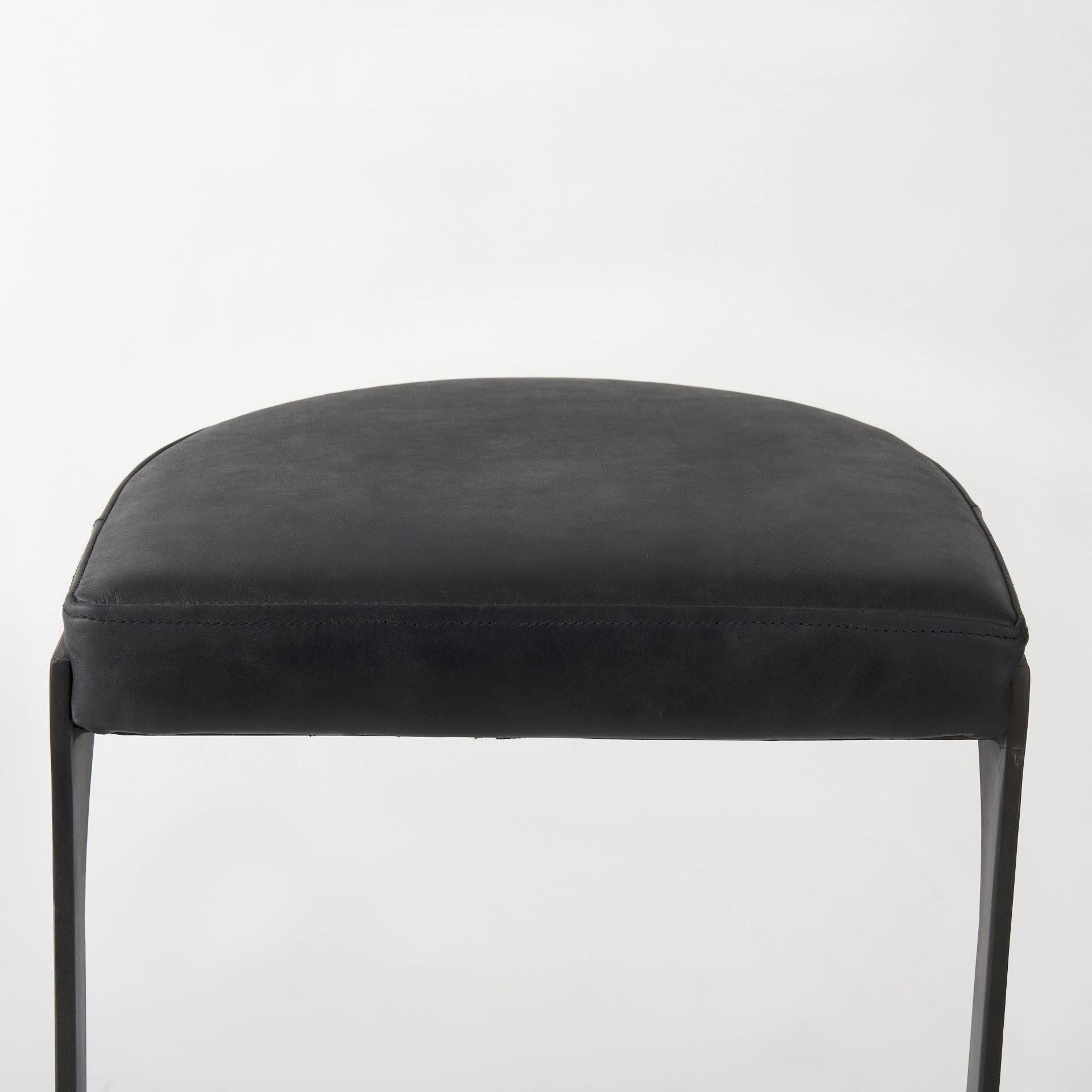 Black Leather C Shape Metal Bar Stool