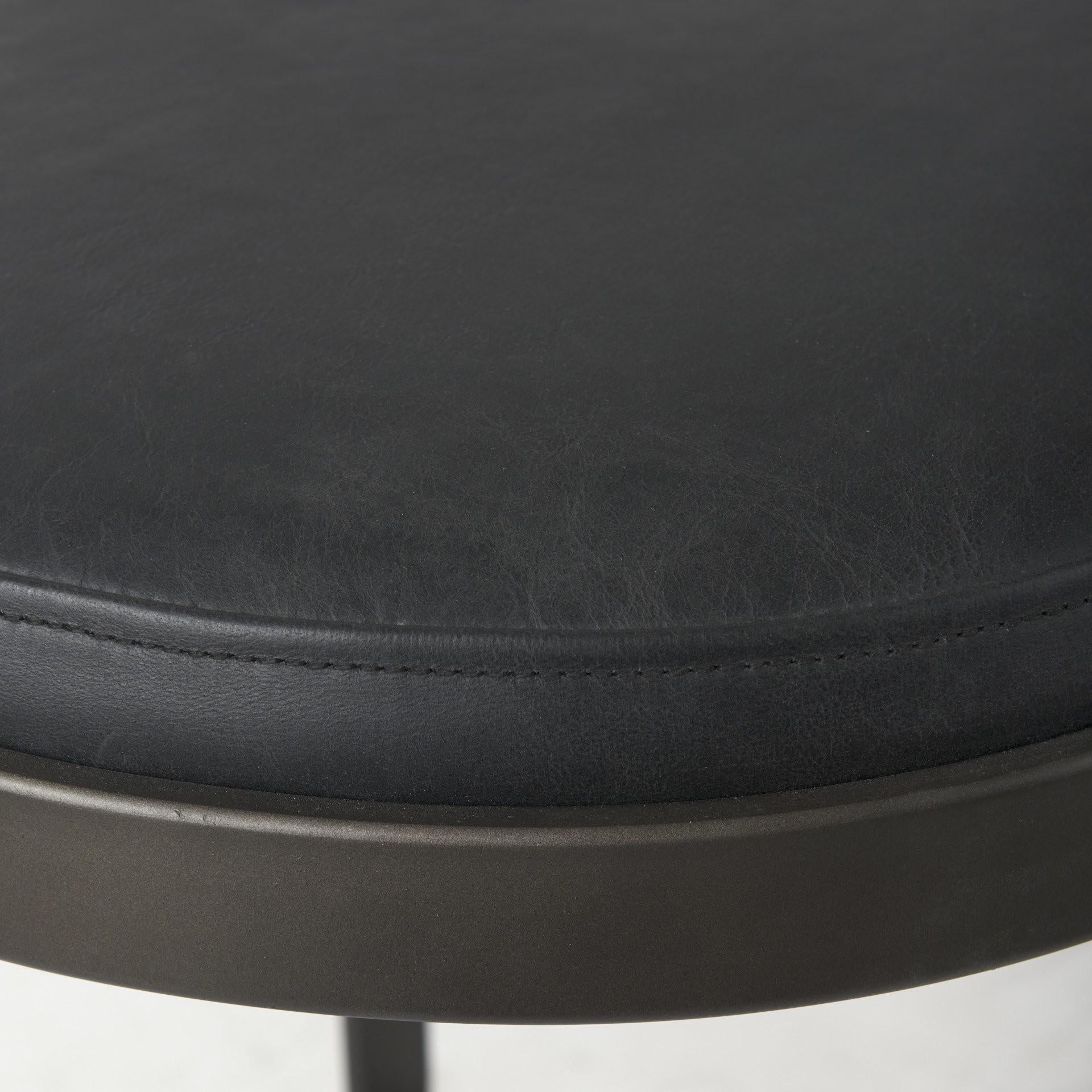 Black Leather C Shape Metal Bar Stool