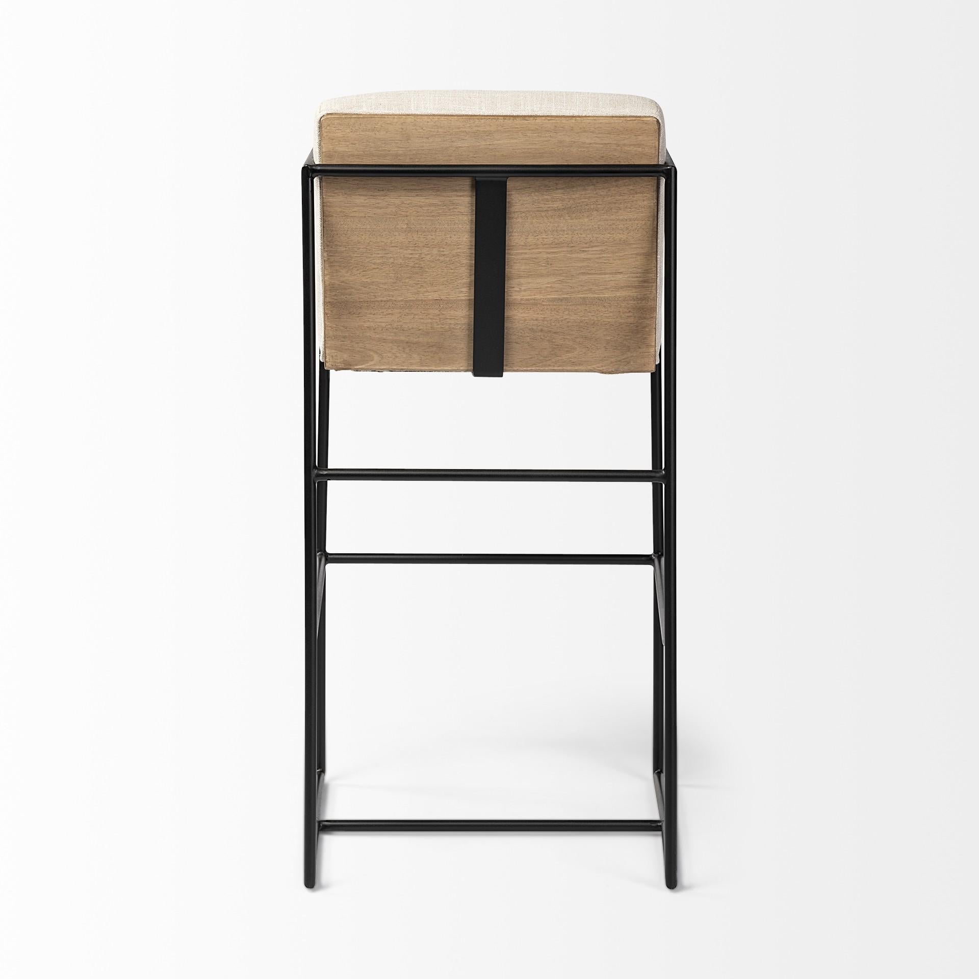 Beige Black Framed Counter Stool