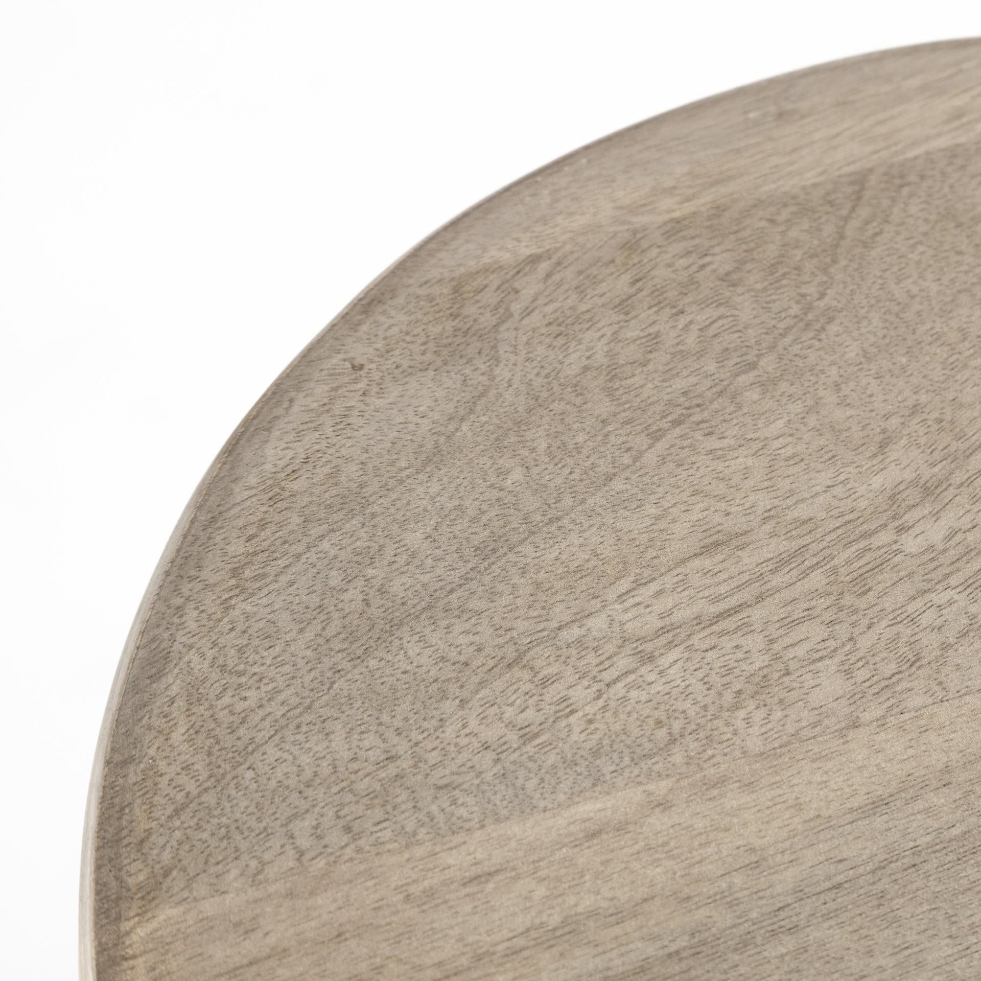 Cool Gray Whitewash Round Wooden Stool