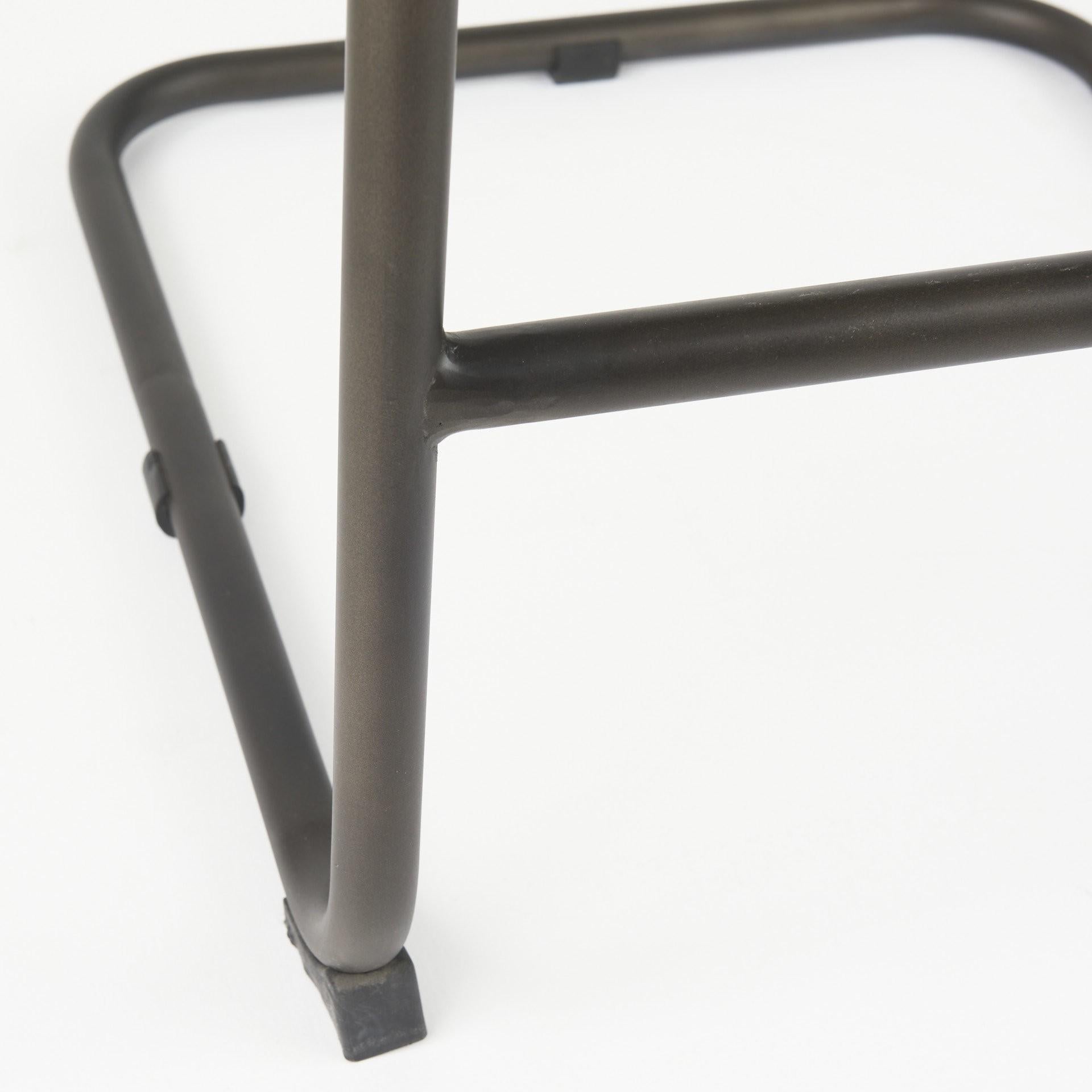 Black Leather Iron Framed Bar Stool