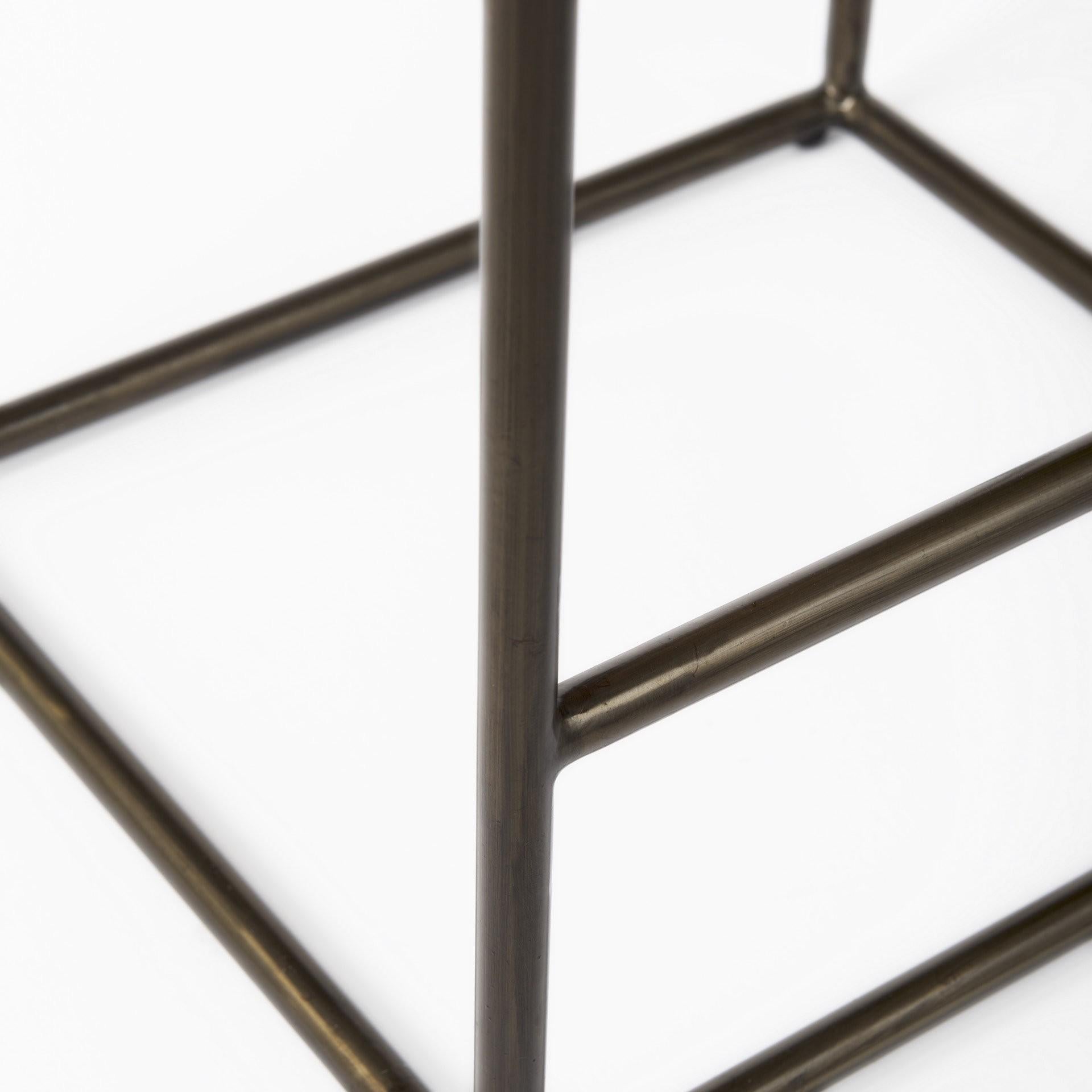 Black Woven Leather Counter Stool