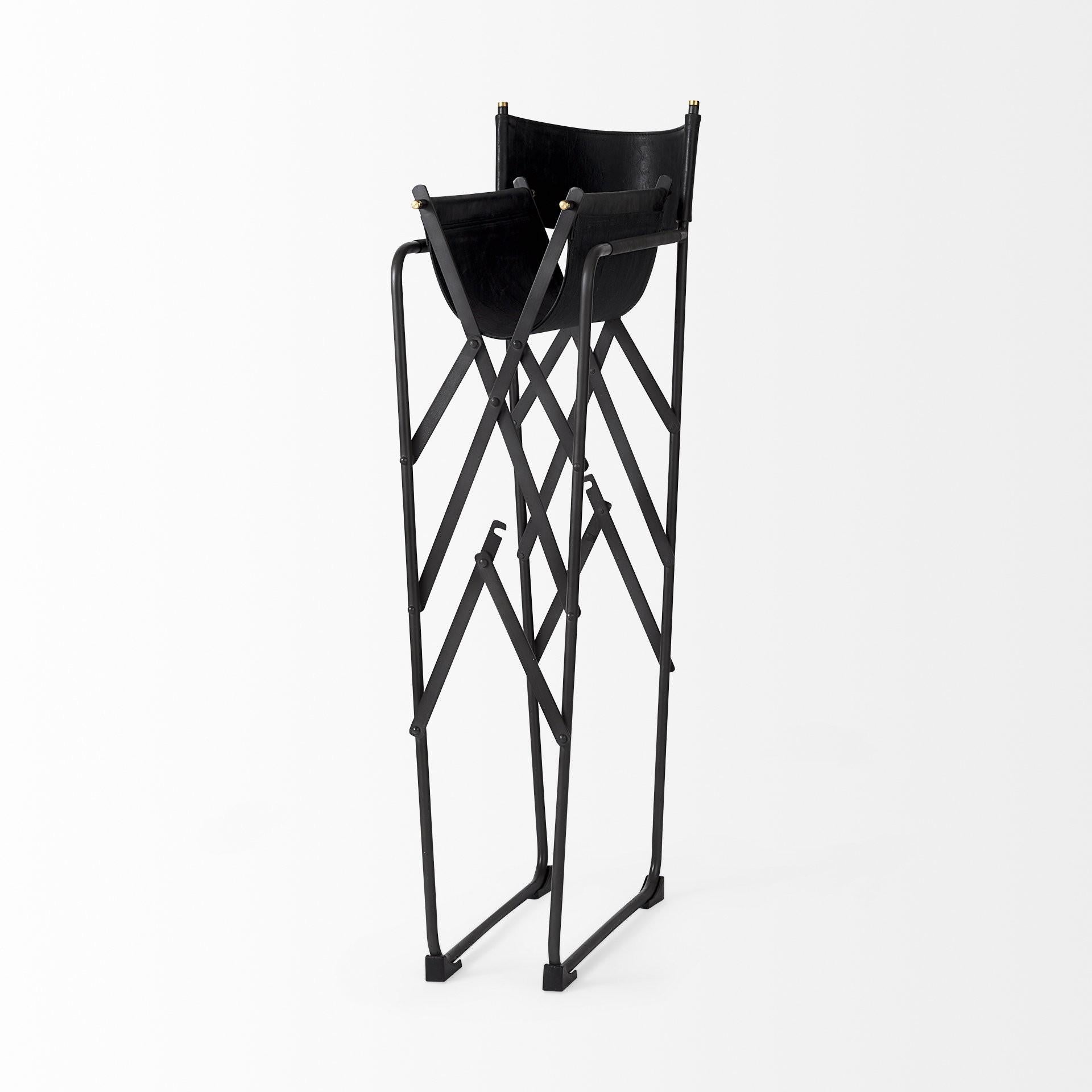 Black Leather Director's Chair Bar Stool