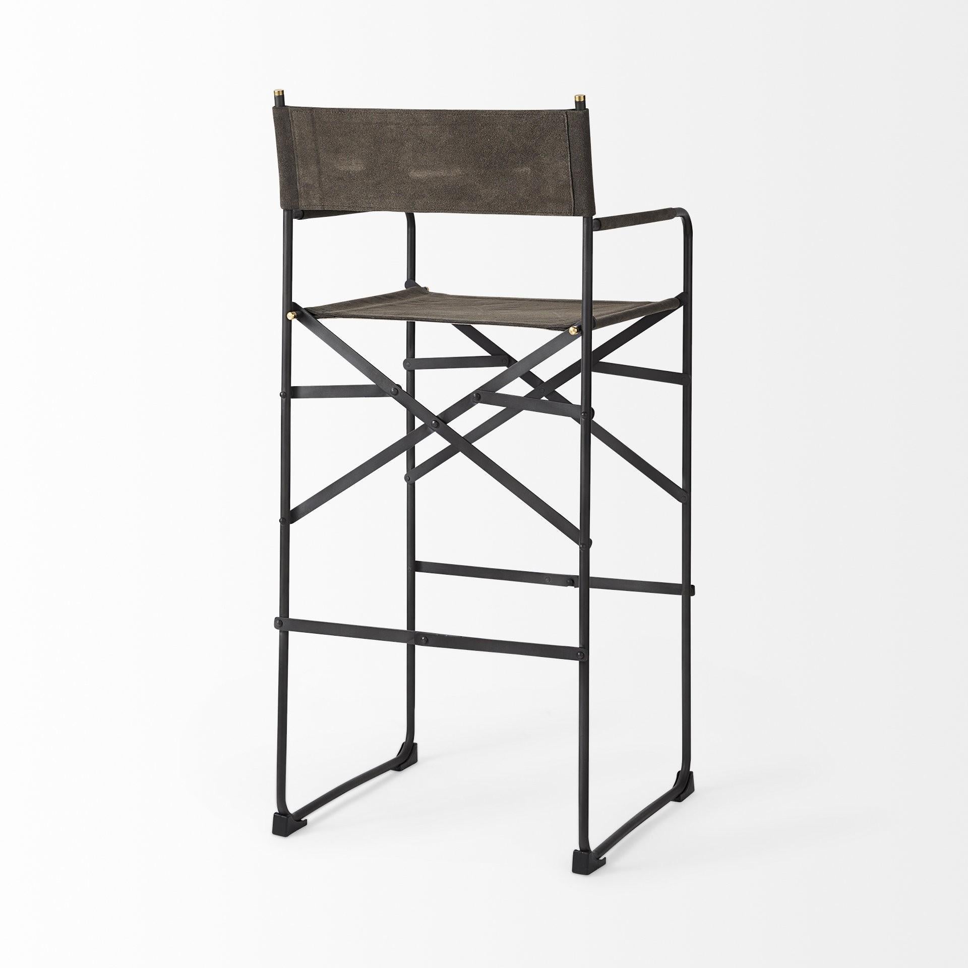 Espresso Leather Director's Chair Bar Stool