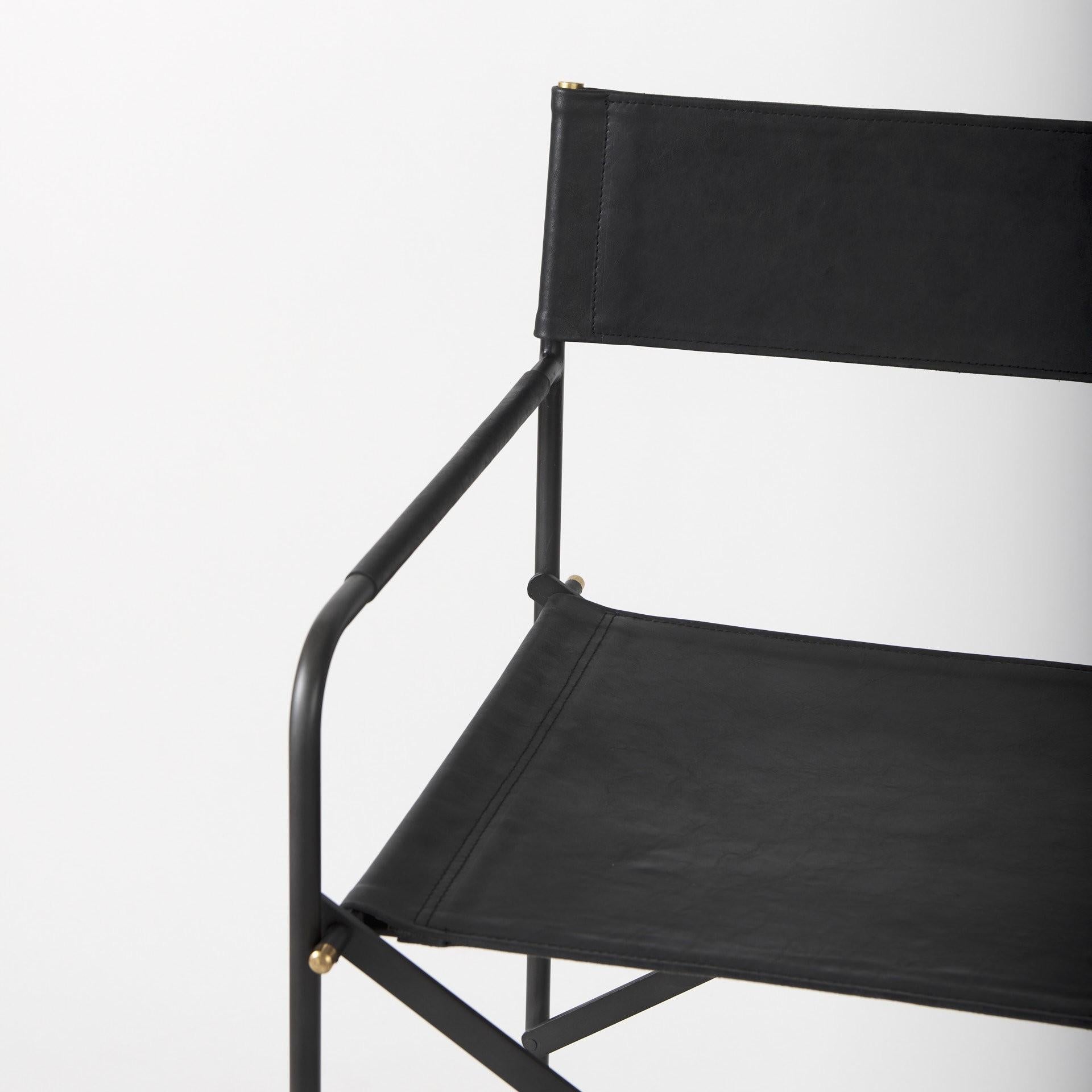 Black Leather Director's Chair Counter Stool