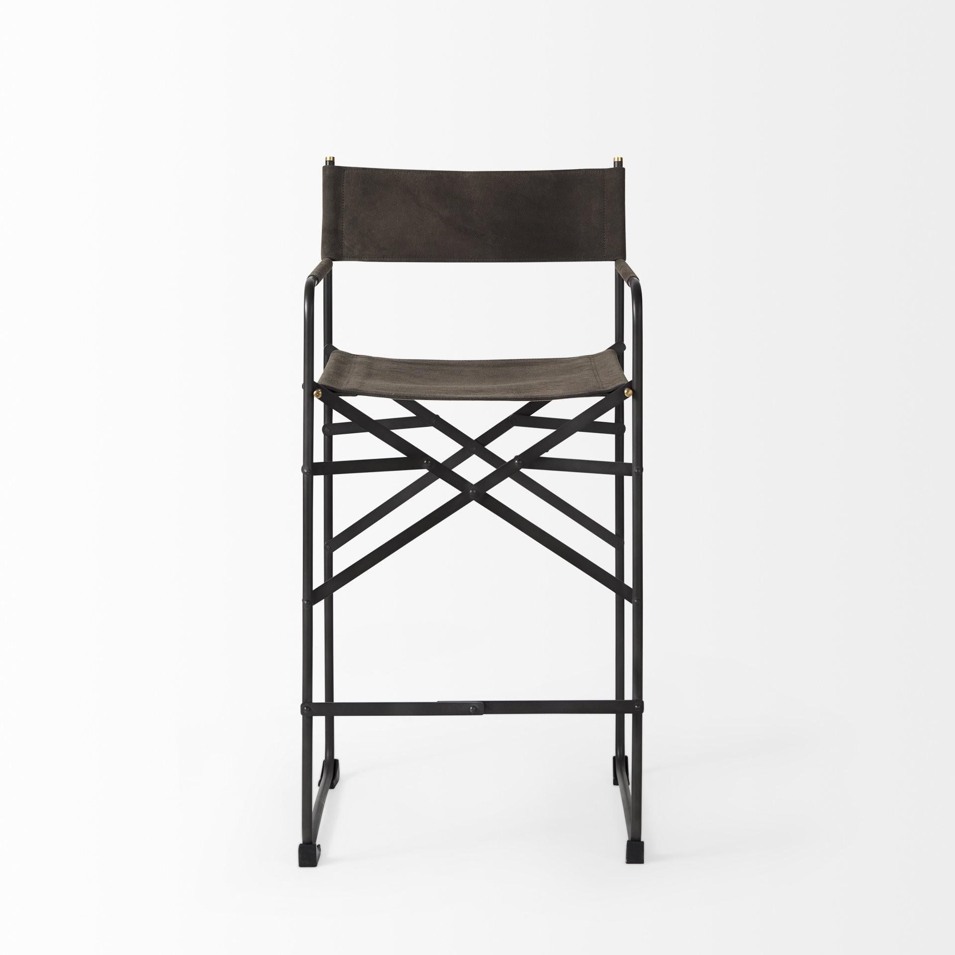 Espresso Leather Director's Chair Counter Stool