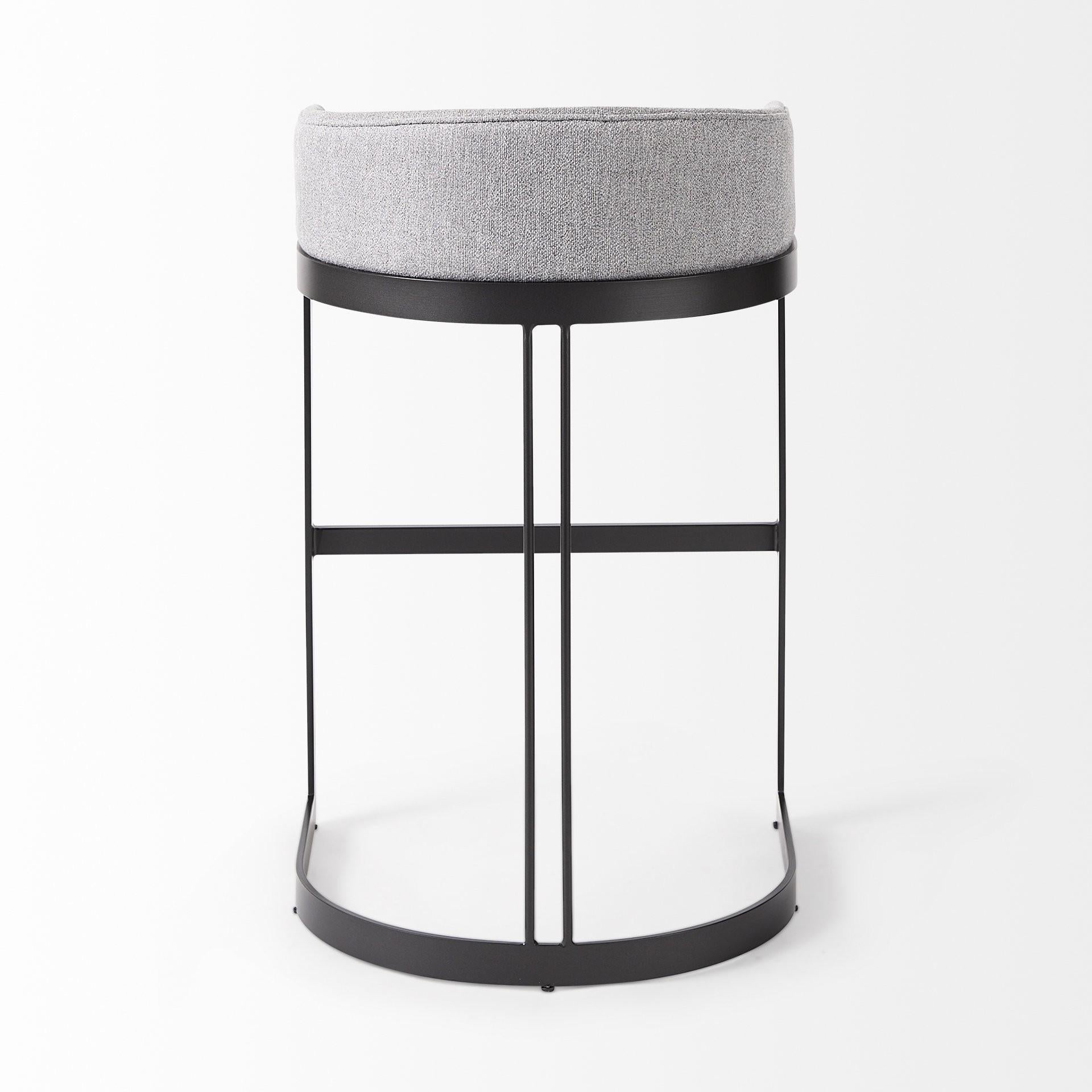 Light Gray Bar Stool with Black Metal Base