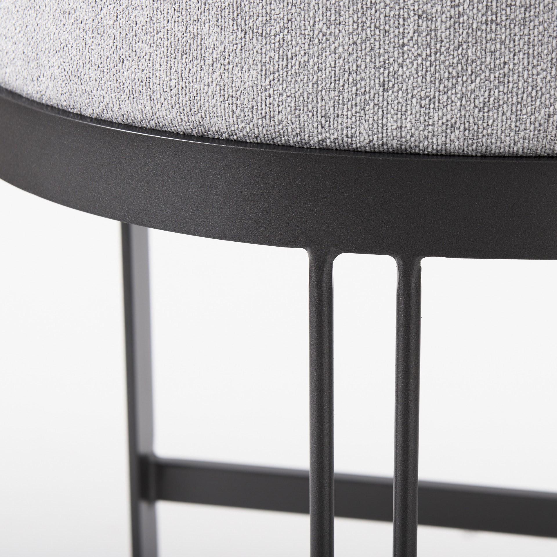 Light Gray Bar Stool with Black Metal Base