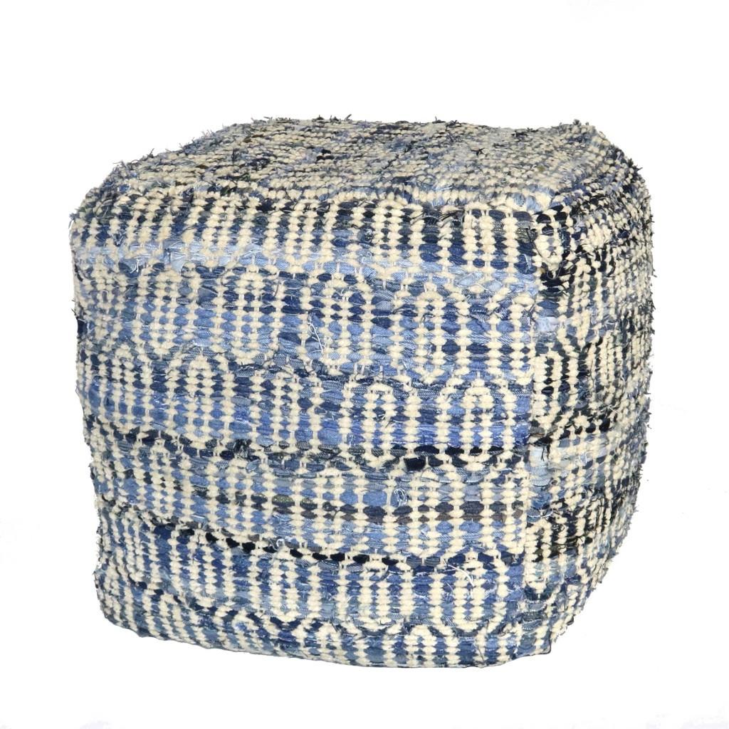 Blue Bohemian Square Pouf