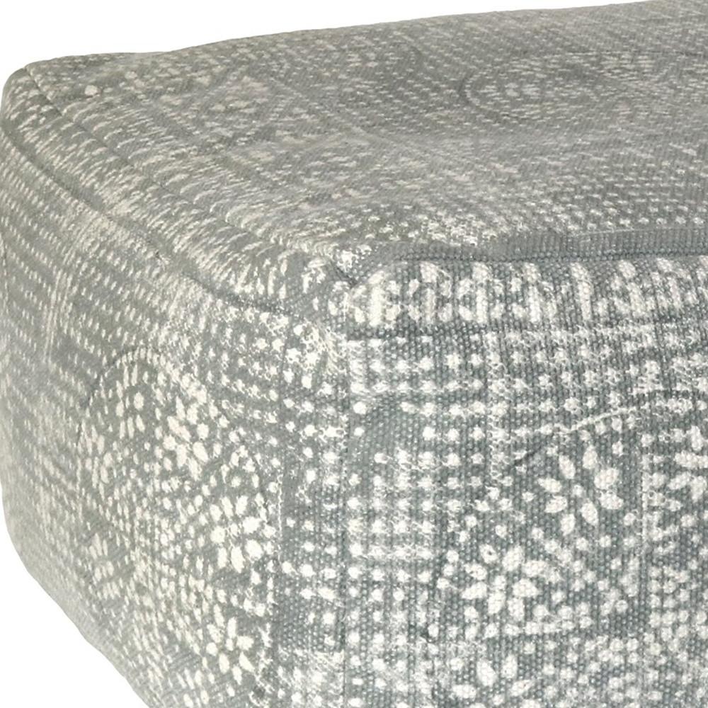 Light Gray Patterned Square Pouf