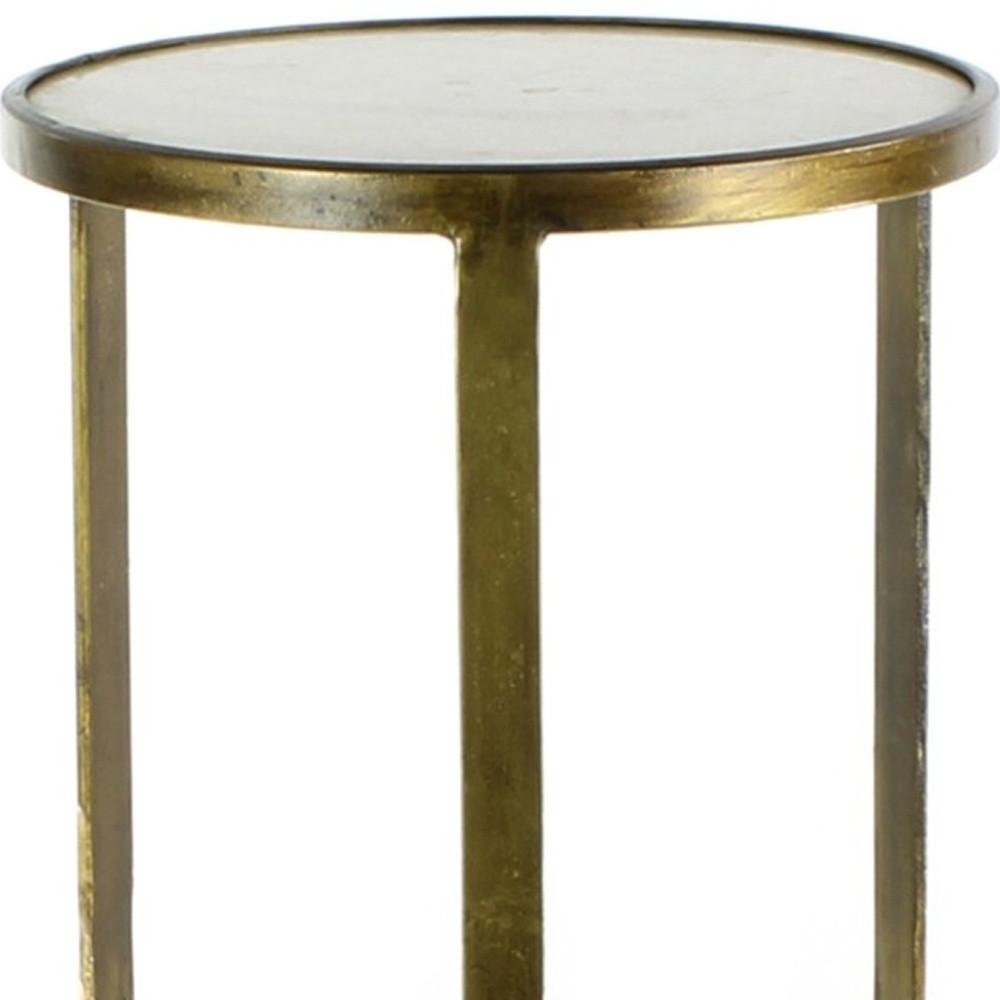 Gold and White Marble Side Table