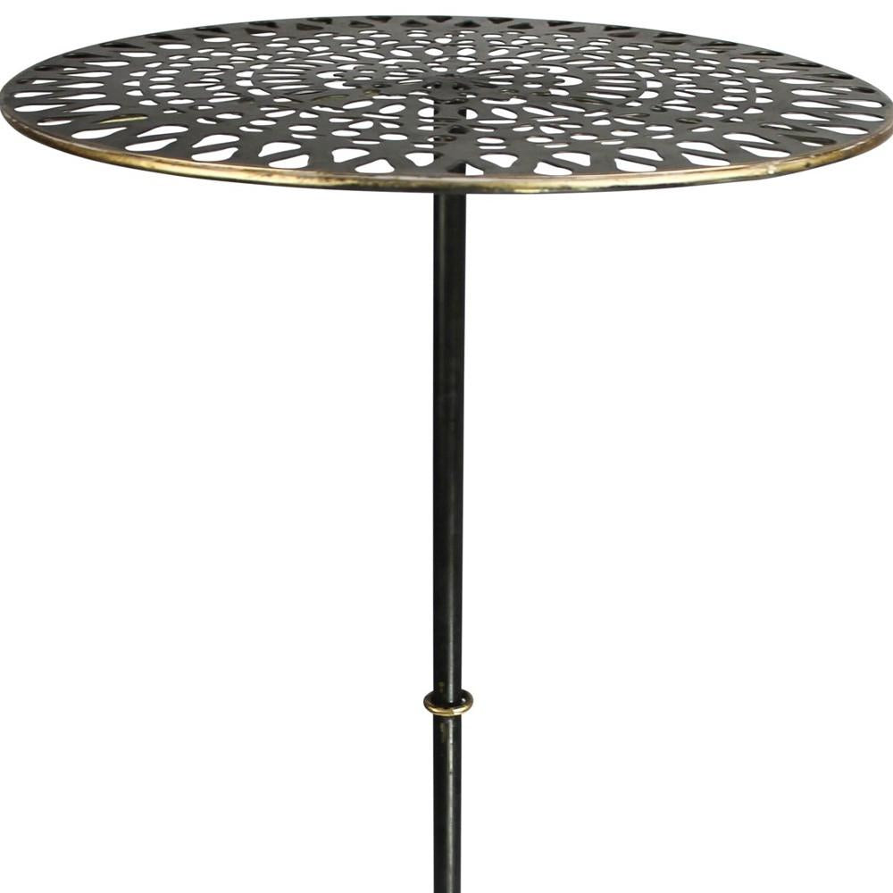 Gold Metal Patterned End Table