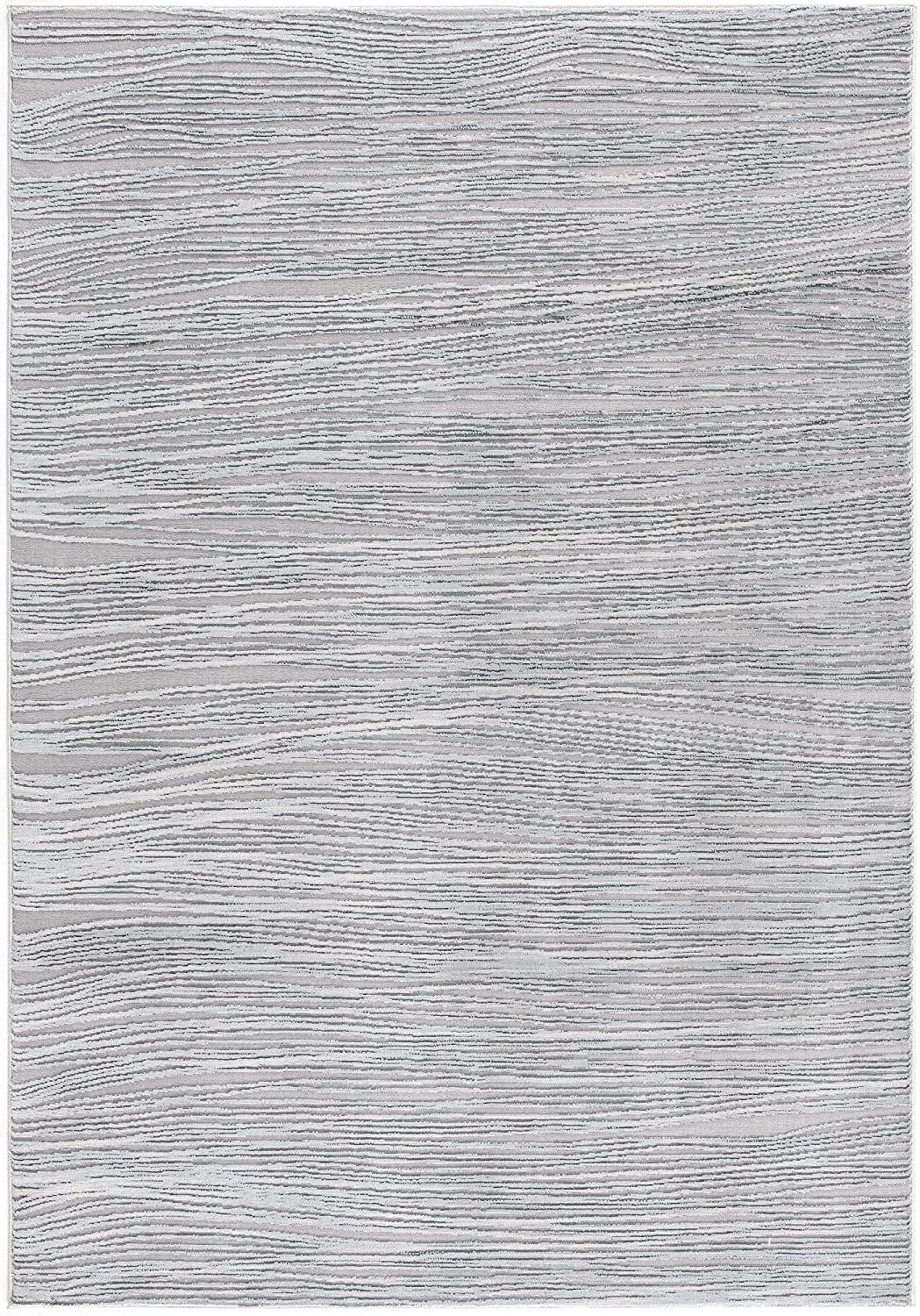 4’ x 6’ Blue Modern Abstract Stripe Area Rug
