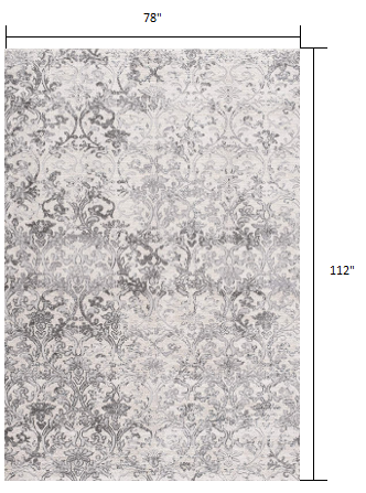 7’ x 10’ Cream and Gray Faded Filigree Area Rug