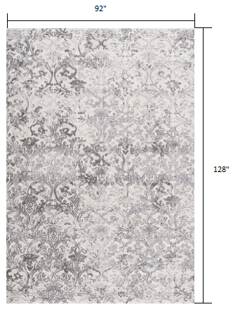 8’ x 11’ Cream and Gray Faded Filigree Area Rug