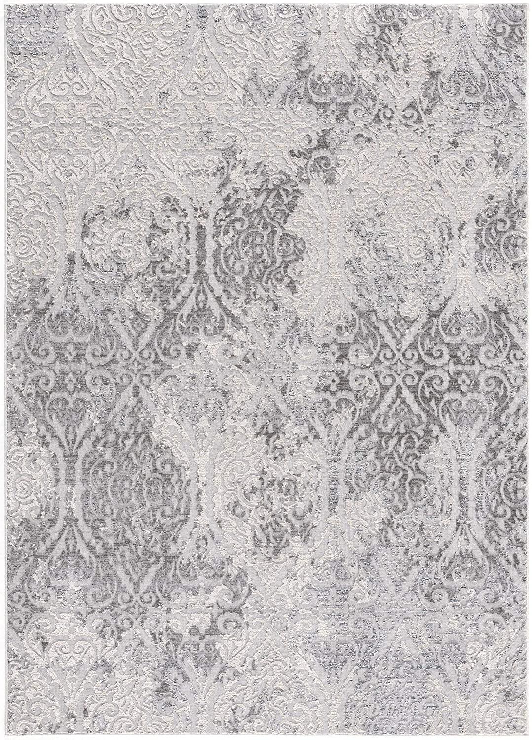 2’ x 13’ Cream and Gray Faded Filigree Runner Rug