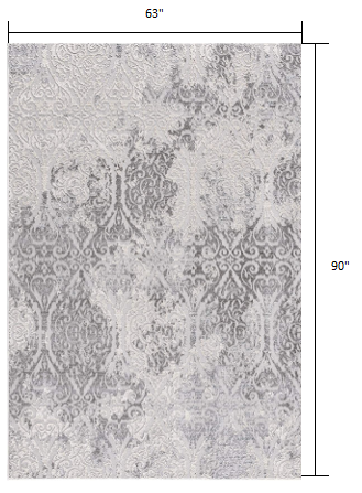 5’ x 8’ Cream and Gray Tinted Ogee Pattern Area Rug